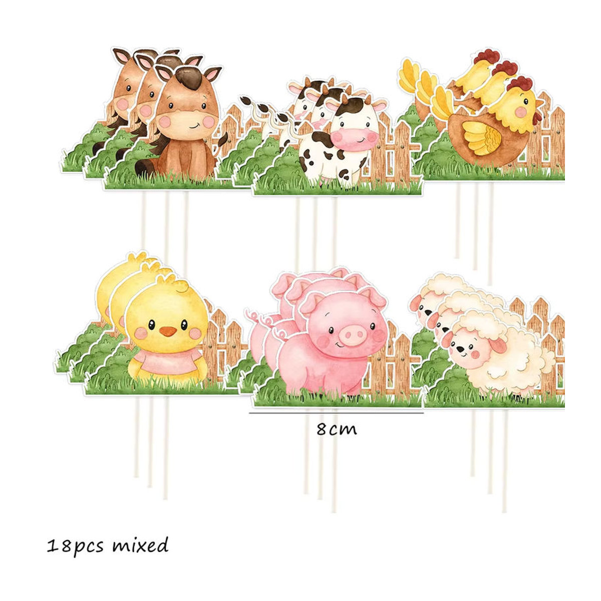 18 Stück Tissy Cupcake-Topper mit Bauernhofmotiven aus Papier für Kinder, mehrfarbig - Bild 2