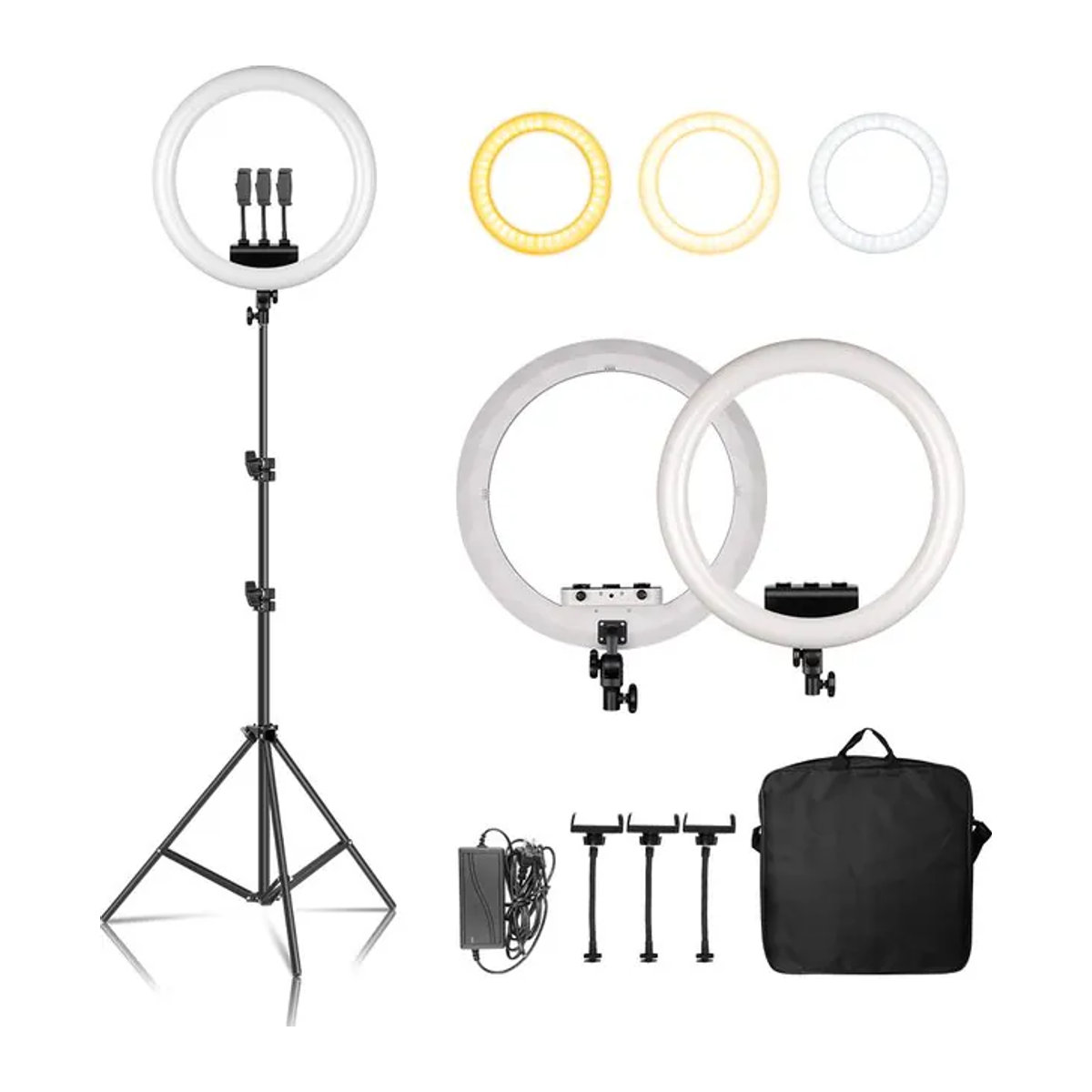 18 Zoll Ringlicht mit 480 LED Perlen und Stativ, dimmbare 6500k Studio Lampe für Fotografie, Make-up und YouTube Live - Bild 1