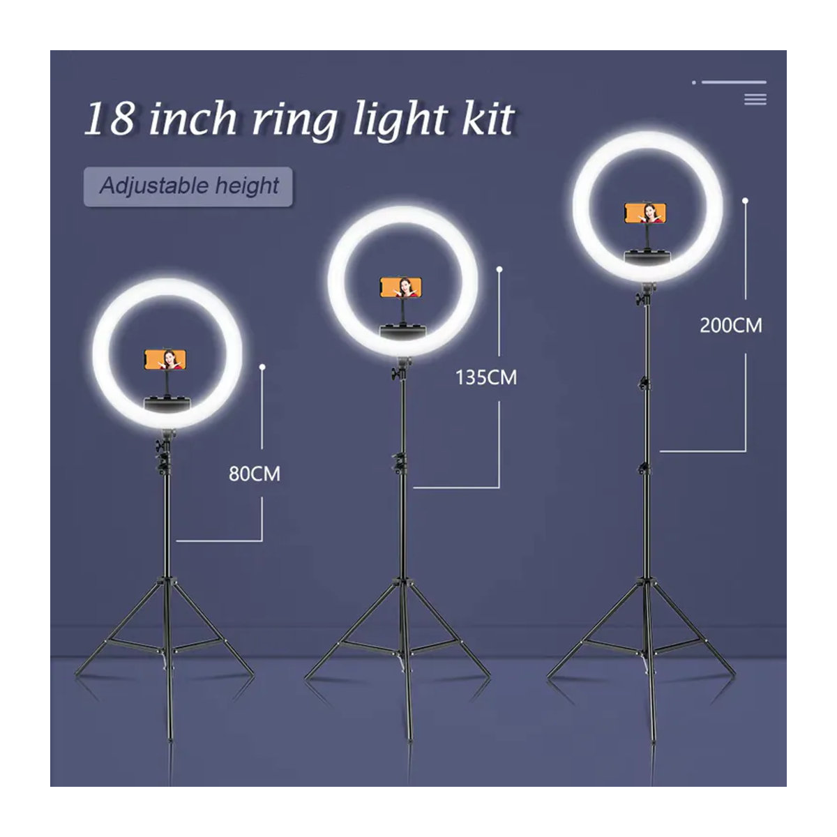 18 Zoll Ringlicht mit 480 LED Perlen und Stativ, dimmbare 6500k Studio Lampe für Fotografie, Make-up und YouTube Live - Bild 3