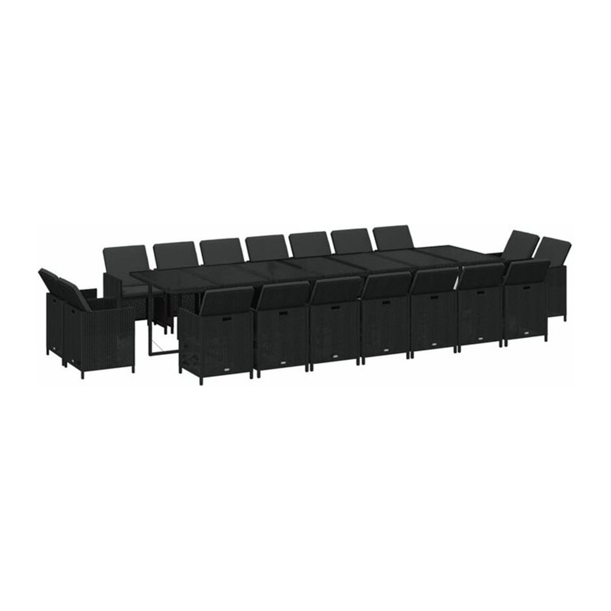 19-teilige moderne Garten-Essgruppe aus Poly-Rattan mit Kissen in Schwarz von vidaxl - Bild 1