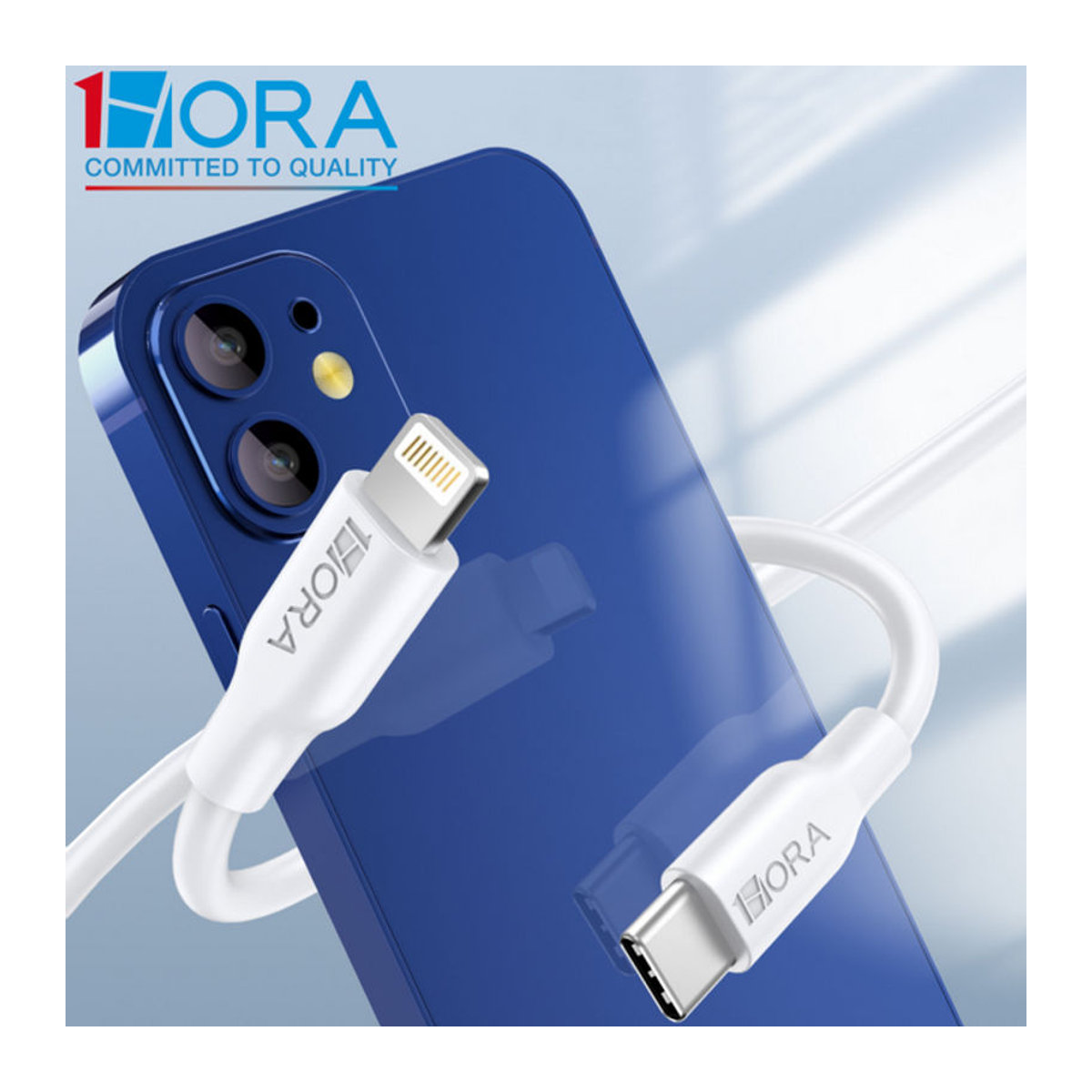 1HORA USB-C auf Lightning Schnellladekabel 3A, 1 m, Weiß - Bild 1