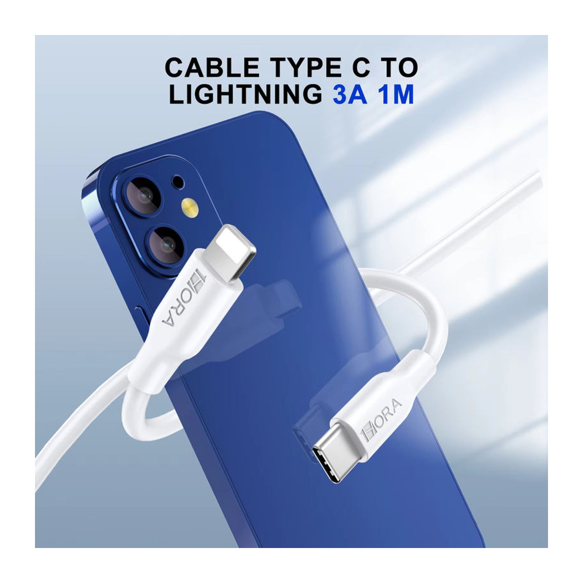 1HORA USB-C auf Lightning Schnellladekabel 3A, 1 m, Weiß - Bild 4
