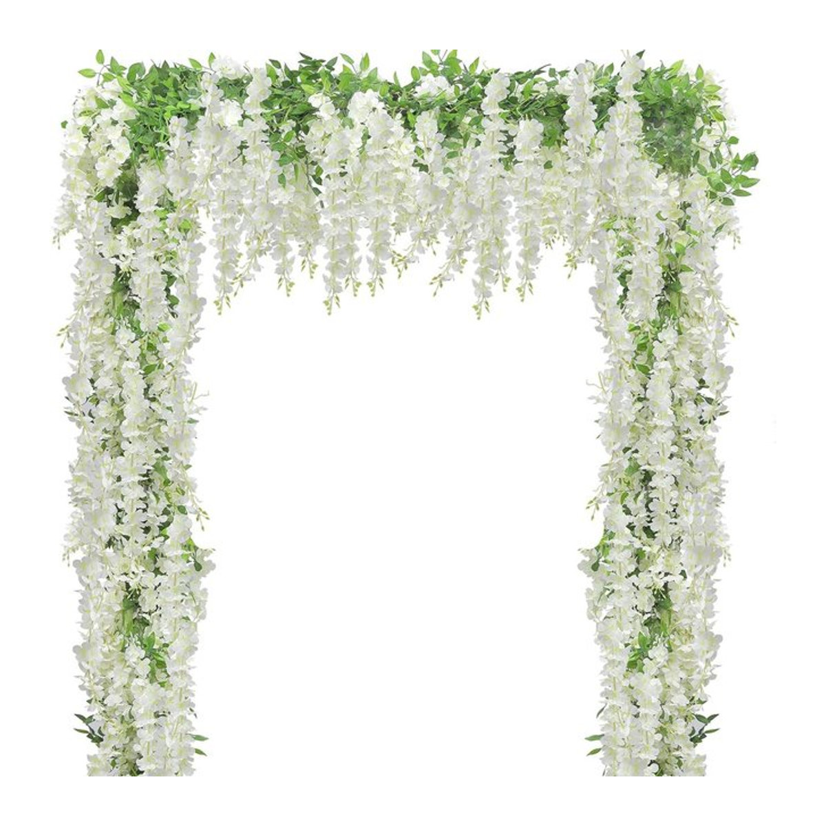 2/4 Stück Glyzinien-Kunstblumengirlande in Weiß, Grün und Rosa als hängendes florales Arrangement für Hochzeiten und Garten-Dekoration - Bild 1