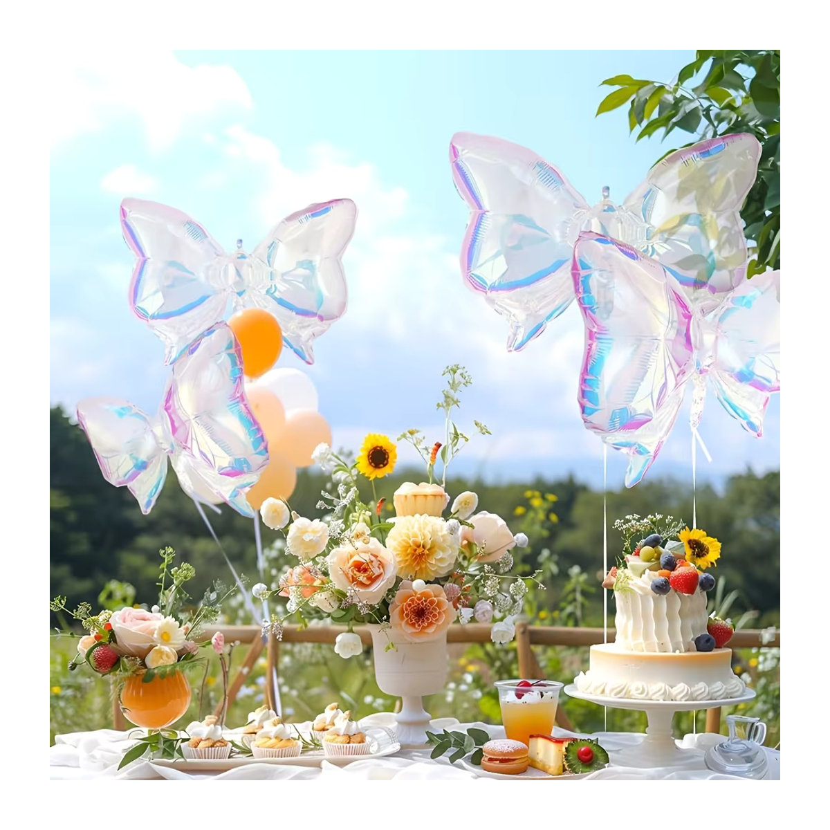 2 Aluminiumfolien-Ballons in Rosa mit Regenbogen-Schleife im Meerjungfrau-Prinzessin-Stil für Geburtstage und Hochzeiten - Bild 2