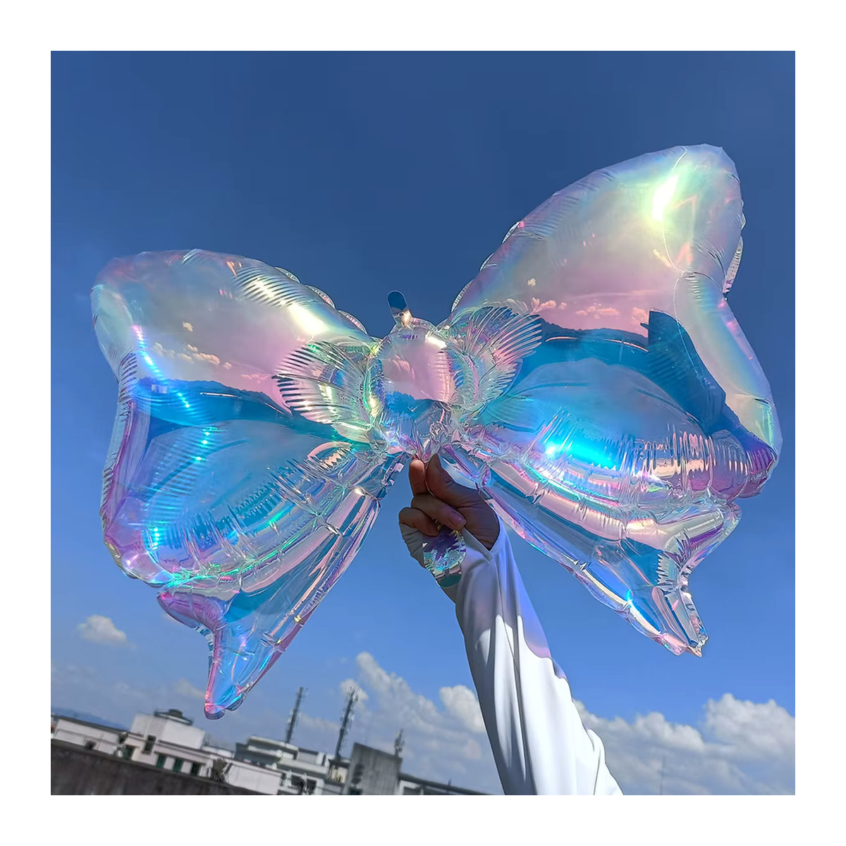 2 Aluminiumfolien-Ballons in Rosa mit Regenbogen-Schleife im Meerjungfrau-Prinzessin-Stil für Geburtstage und Hochzeiten - Bild 3