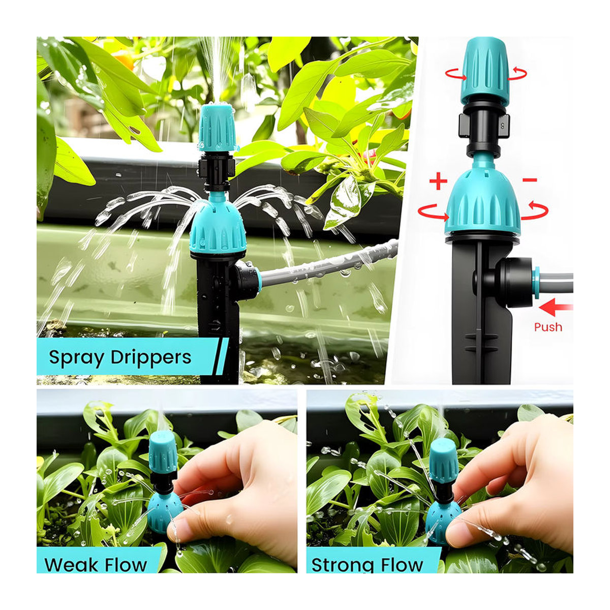 2-in-1 Gartenbewässerungssystem mit 12 mm PE-Schlauch und 360 Grad einstellbarem Micro-Dripper Sprayer in Schwarz/Weiß - Bild 5