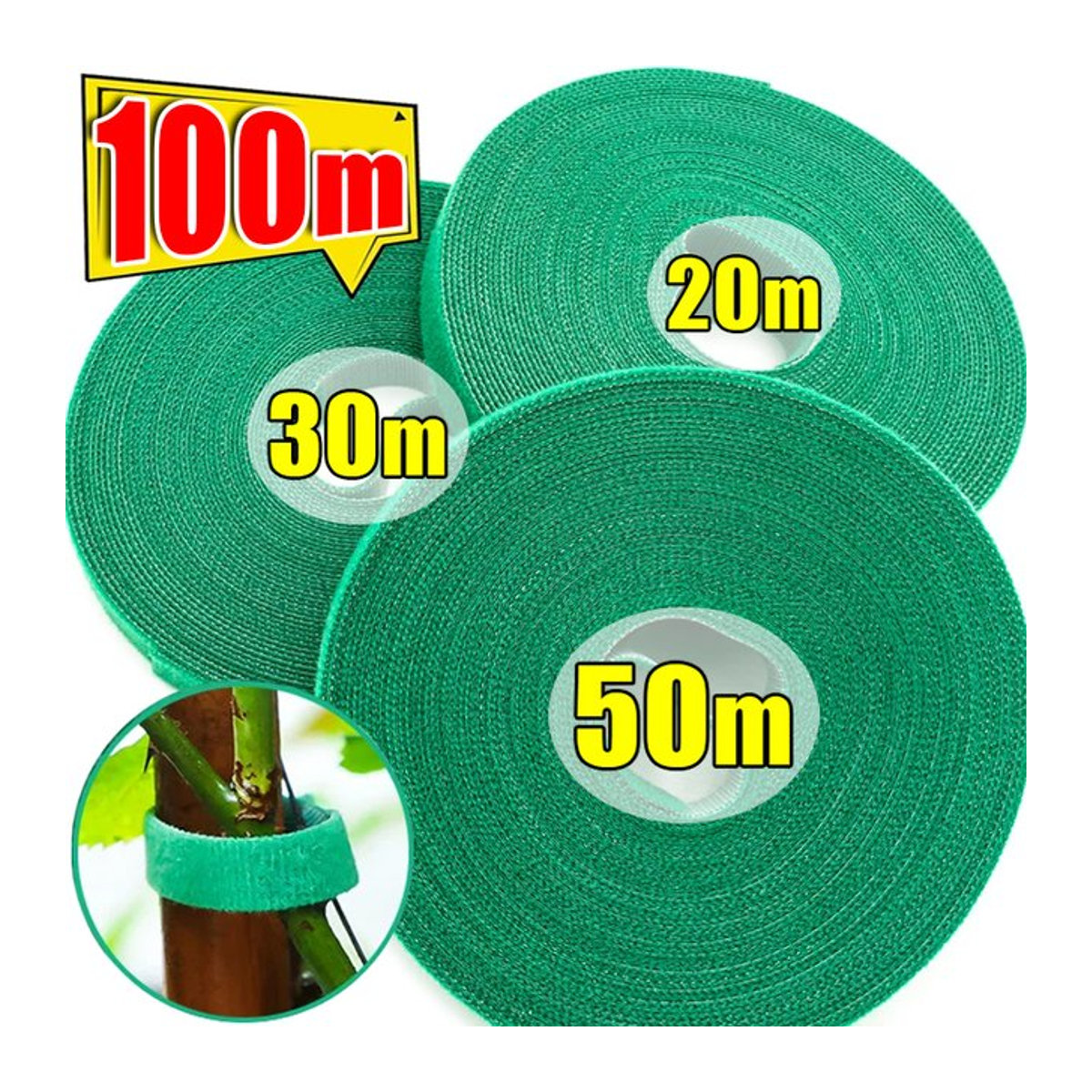 2 Meter Pflanzen-Nylon-Kabelbinder in Grün, selbstklebendes und verstellbares Gartenschnur-Set zur Wiederverwendung - Bild 1