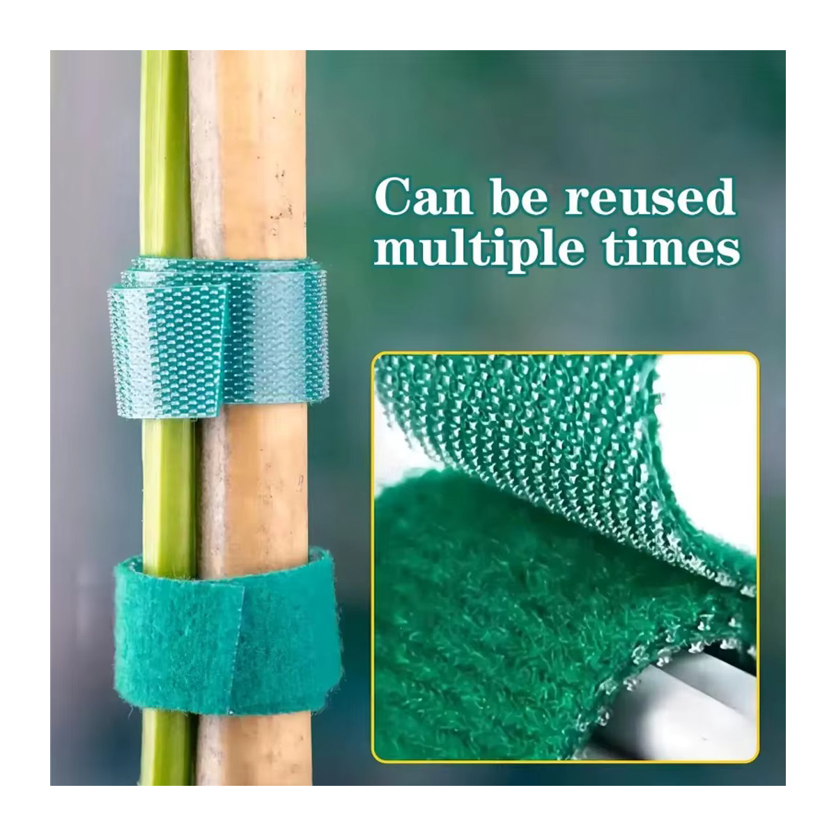 2 Meter Pflanzen-Nylon-Kabelbinder in Grün, selbstklebendes und verstellbares Gartenschnur-Set zur Wiederverwendung - Bild 3