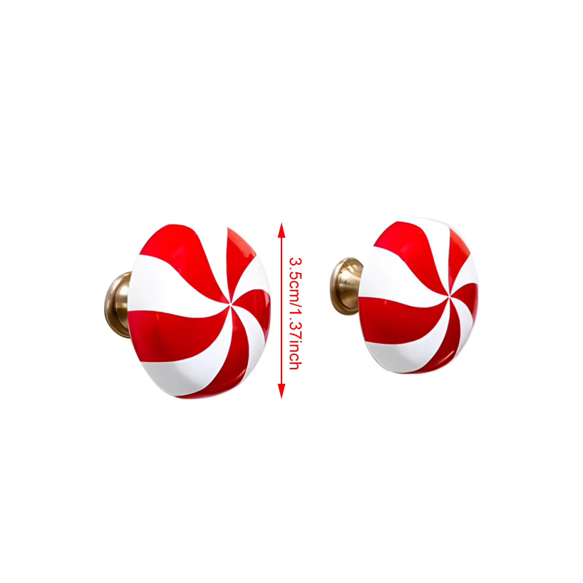 2 Stück APWIKOGER Weihnachts Türknauf Abdeckungen aus Keramik in Rot mit gestreiftem Design für Schrank und Kommode - Bild 5