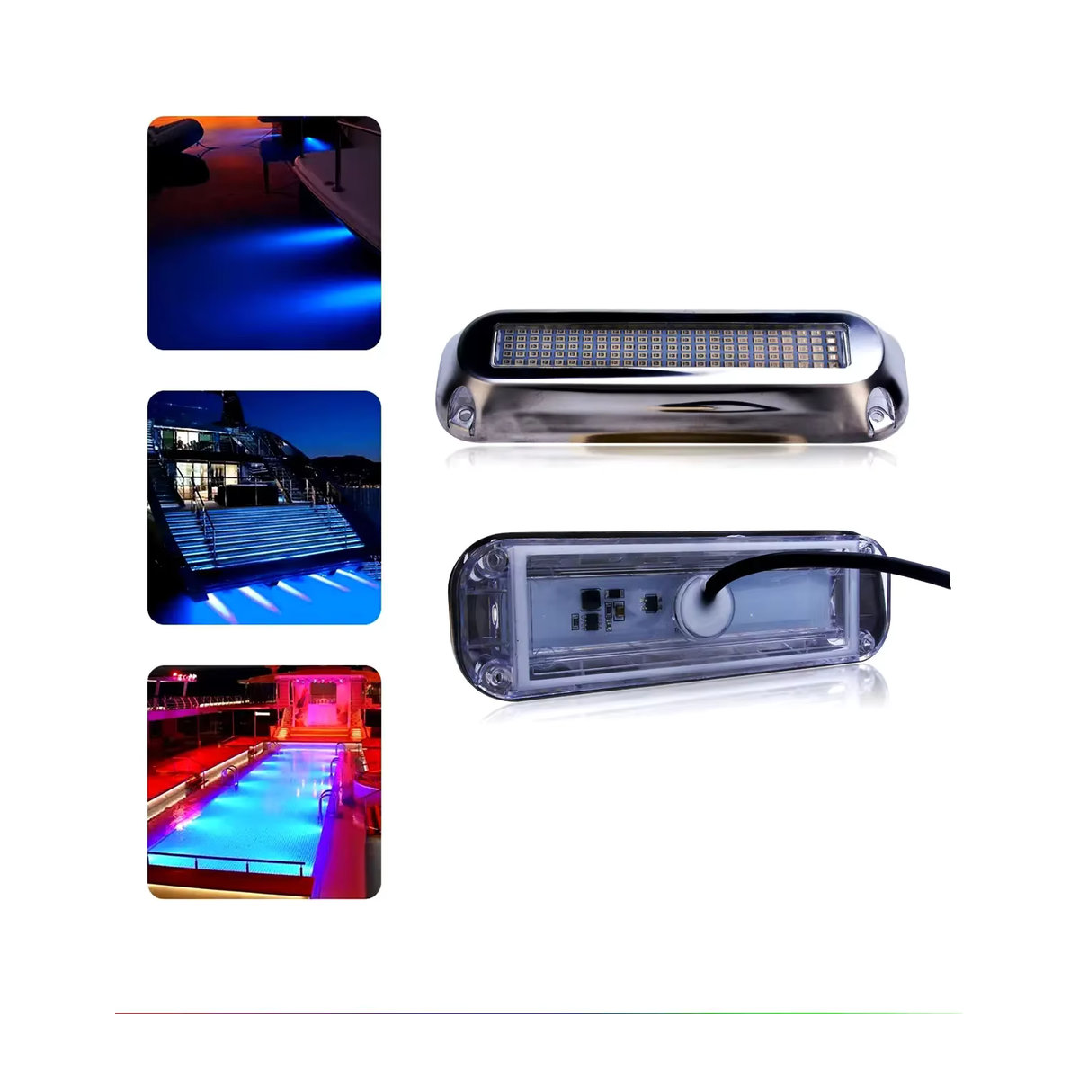 2 Stück Blaue Yacht Unterwasserleuchten aus Edelstahl mit 120 LED für Boote und Pontons IP68 - Bild 4
