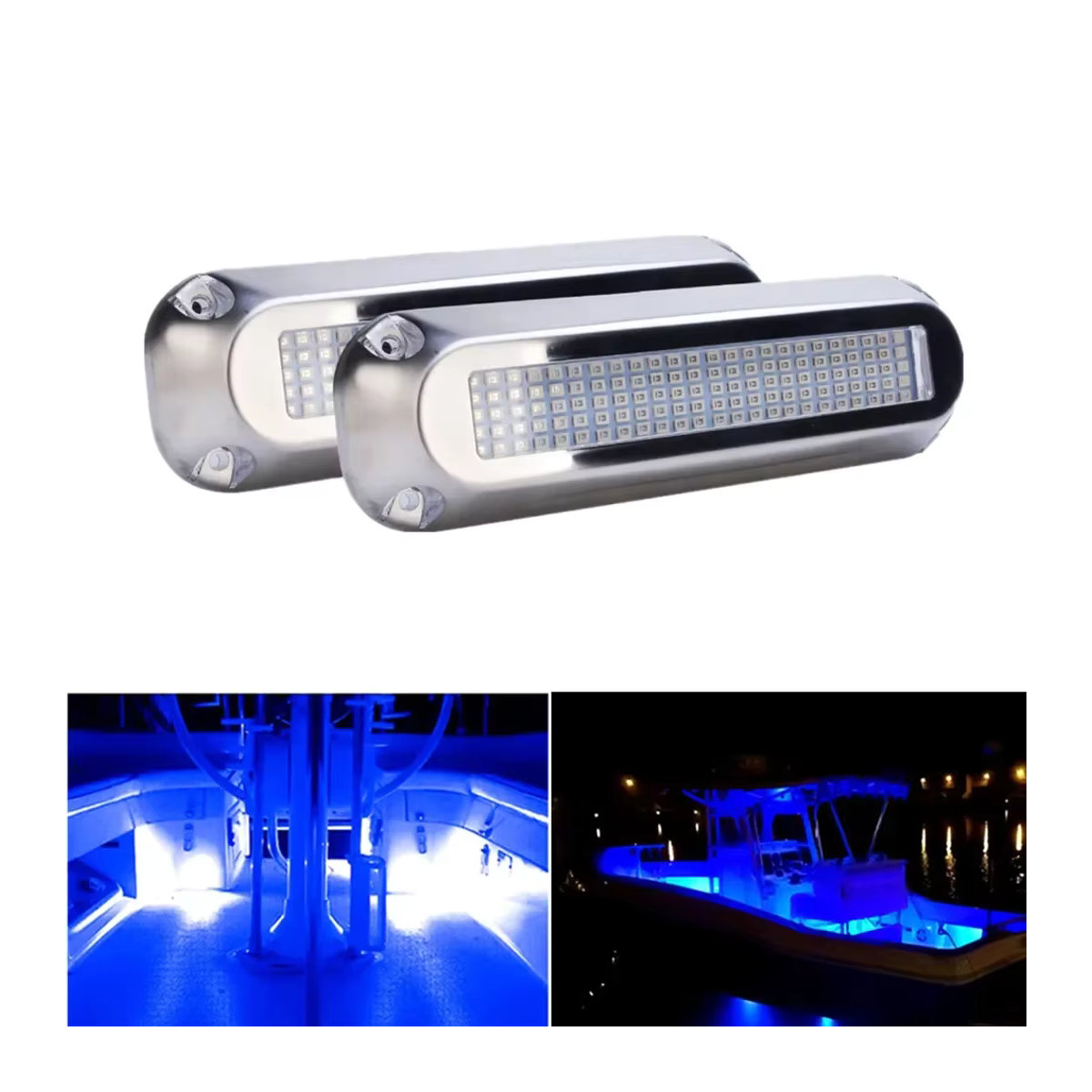2 Stück Blaue Yacht Unterwasserleuchten aus Edelstahl mit 120 LED für Boote und Pontons IP68 - Bild 7