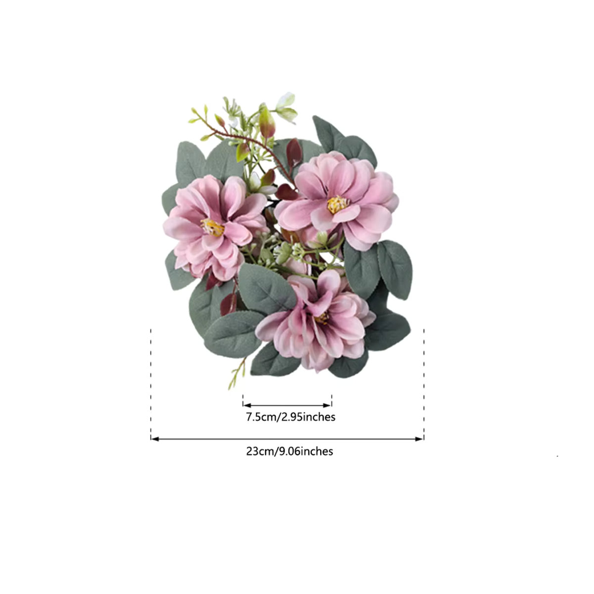 2 Stück Florale Kerzenringe mit künstlichen Dahlien in Gelb und Mehrfarbig für Teelichter - Bild 4