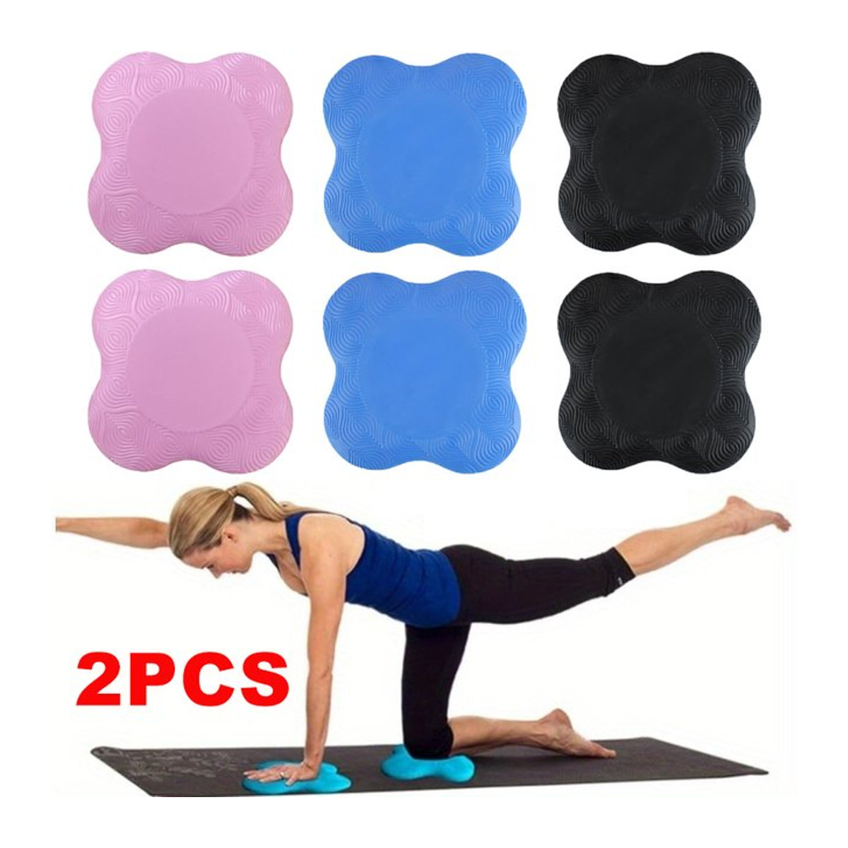 2 Stück garvonti Yoga-Kniematten aus TPE, verdickte und rutschfeste Knieschutzmatten für Sport und Fitness in Blau oder Bunt - Bild 1