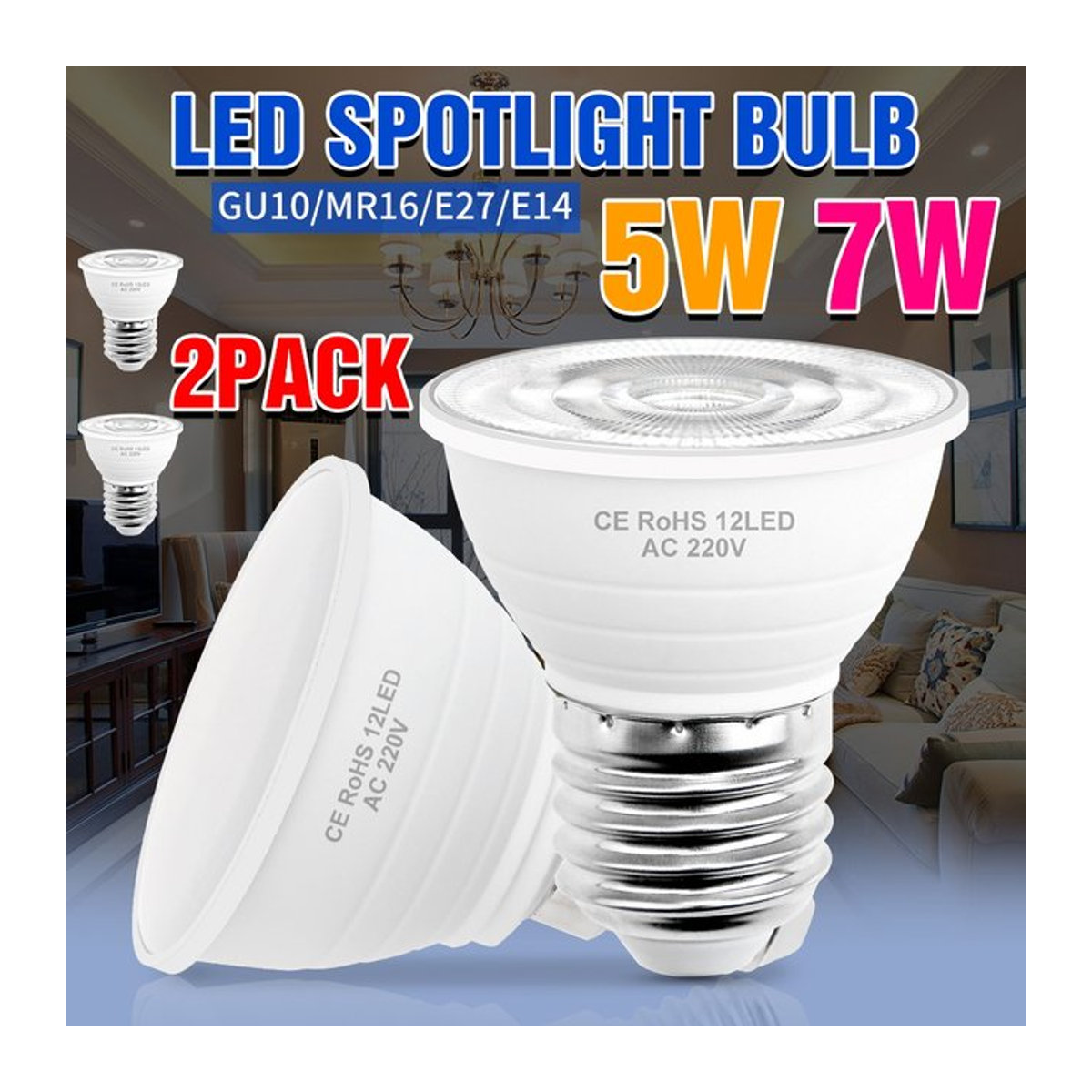 2 Stück LED-Glühbirnen 7W Warmweiß E27 für Innenbereich und Deckenleuchten - Bild 1