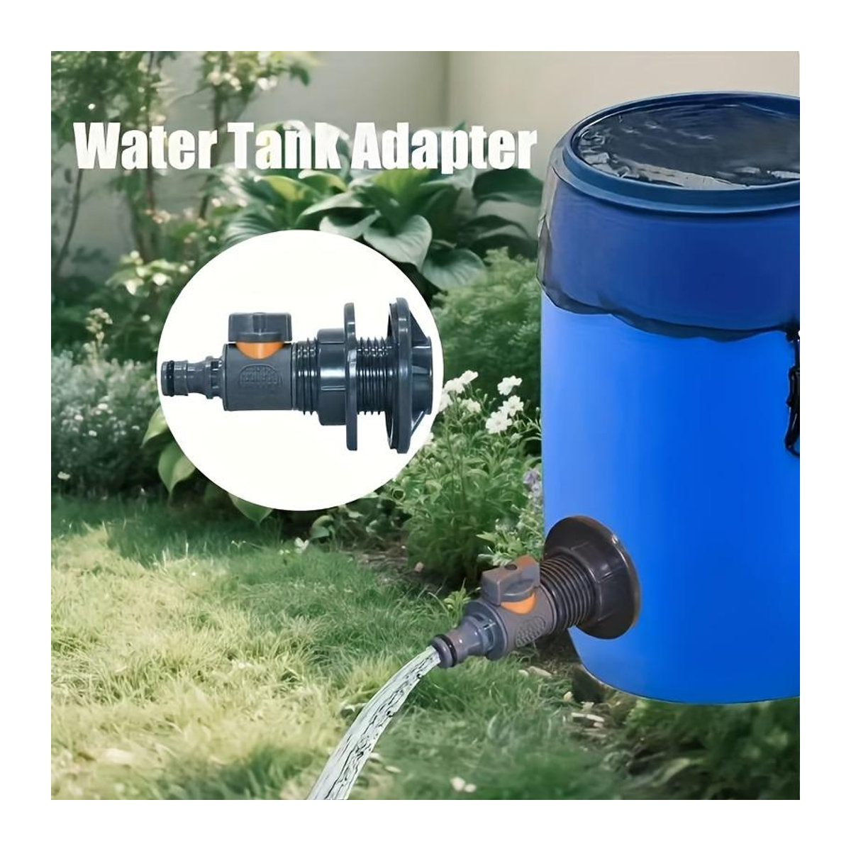 2 Stück Lucky Black Cat IBC Wasserfass Adapter aus Kunststoff mit Ventil und Außengewinde für die Schnellmontage am Regenwassersammler in Schwarz - Bild 10