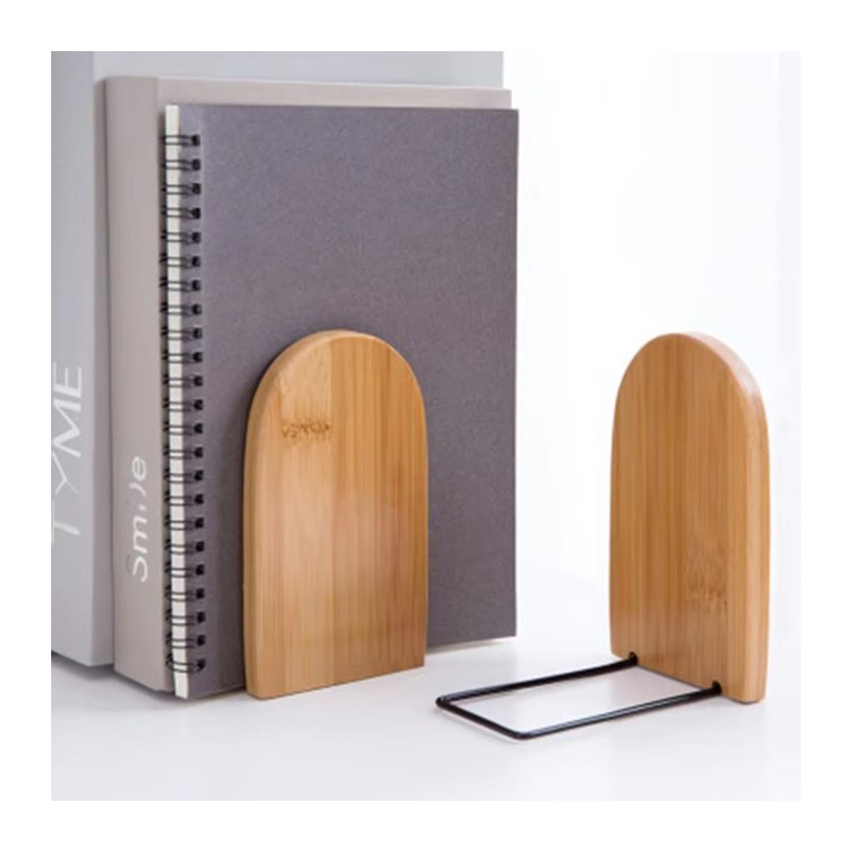 2 Stück Natur Bambus Desktop Organizer Buchstützen in Braun - Bild 1