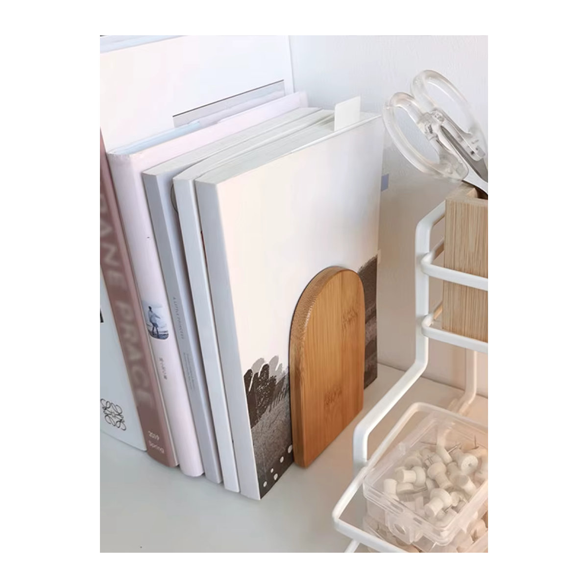 2 Stück Natur Bambus Desktop Organizer Buchstützen in Braun - Bild 7