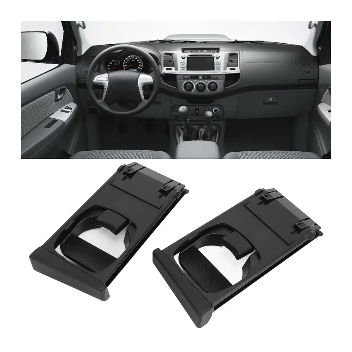 2 Stück Qiilu Dash-Getränkehalter für Toyota Hilux Vigo 2005–2015 in Schwarz aus Kunststoff - Bild 6