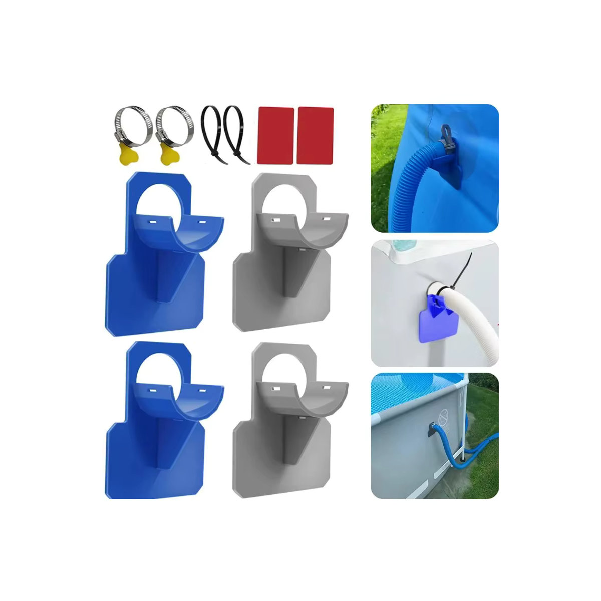 2 Stück Schwimmbad-Rohrhalterungen für Intex Aufstellpools aus Kunststoff, 30-38mm Schlauchauslass-Halterung mit Kabelbinder-Klemme - Bild 7