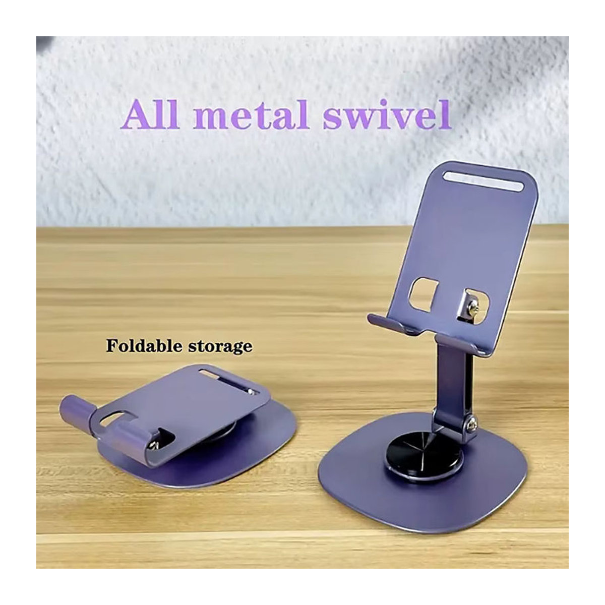 2 Stück verstellbarer 360 Grad drehbarer Telefonständer aus Metall, faltbarer tragbarer Smartphone- und Tablet-Ständer mit Klebepad in Rosa und Silber - Bild 3