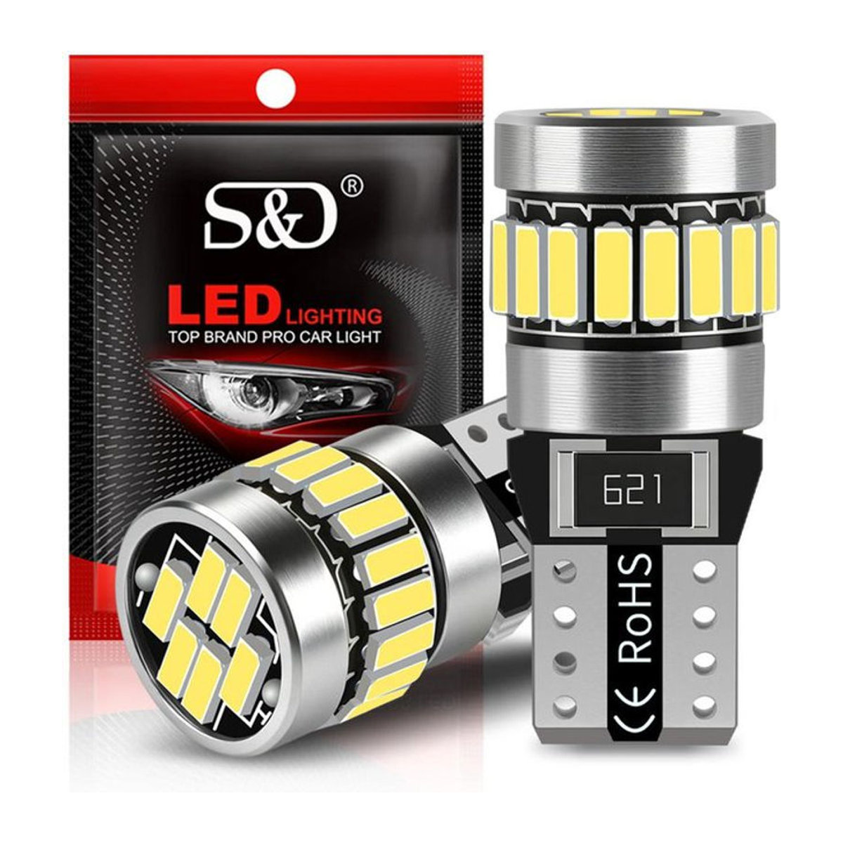 2 Stück W5W T10 LED-Lampen Canbus 4014 24SMD für Auto Innenraum Deckenleuchte Leseleuchte und Kennzeichenleuchte in Kaltweiß 6000K - Bild 1