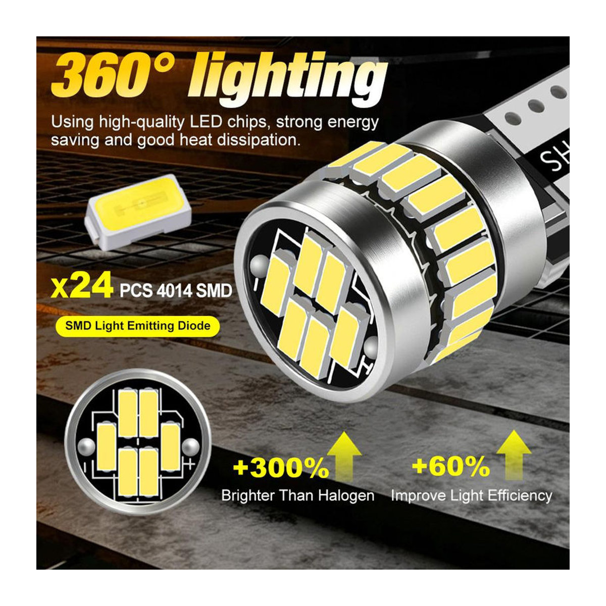 2 Stück W5W T10 LED-Lampen Canbus 4014 24SMD für Auto Innenraum Deckenleuchte Leseleuchte und Kennzeichenleuchte in Kaltweiß 6000K - Bild 2