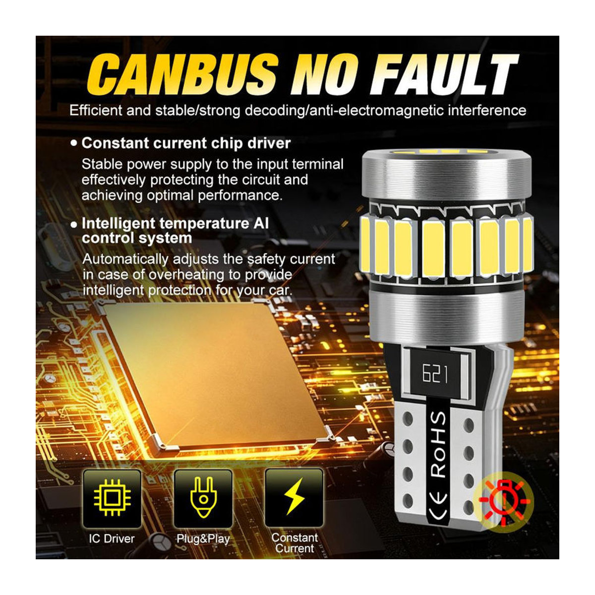 2 Stück W5W T10 LED-Lampen Canbus 4014 24SMD für Auto Innenraum Deckenleuchte Leseleuchte und Kennzeichenleuchte in Kaltweiß 6000K - Bild 4