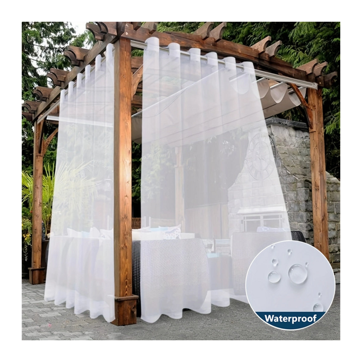 2 Stück wasserdichte Terylen-Fensterscheiben aus Polyester für Außenbereiche, Balkon und Pavillon, Grau und Weiß - Bild 1