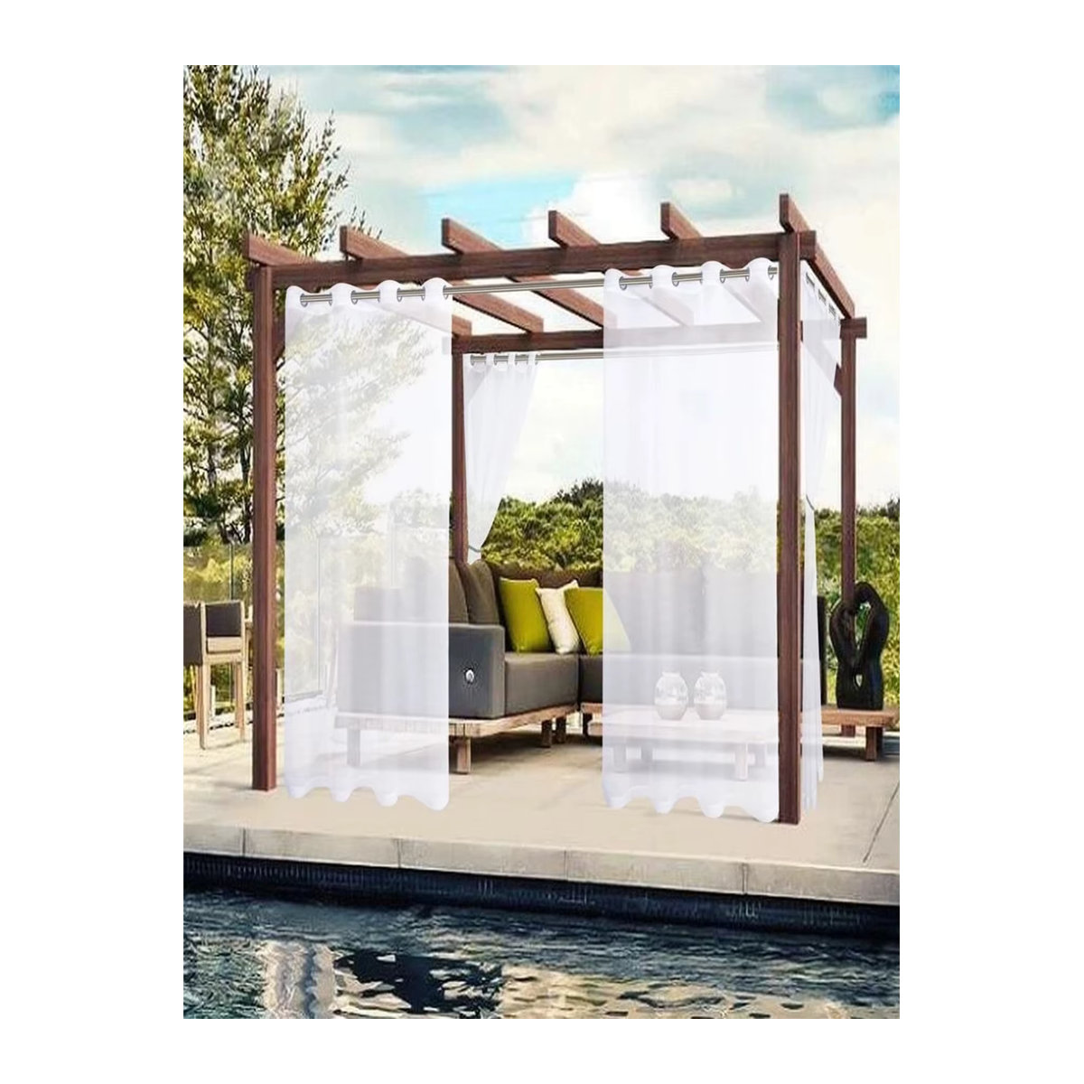 2 Stück wasserdichte Terylen-Fensterscheiben aus Polyester für Außenbereiche, Balkon und Pavillon, Grau und Weiß - Bild 4
