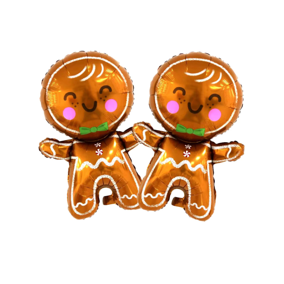 2 Stück Weihnachts-Lebkuchenmann-Folienballons aus Kunststoff in Braun für deine Weihnachtsdekoration - Bild 2