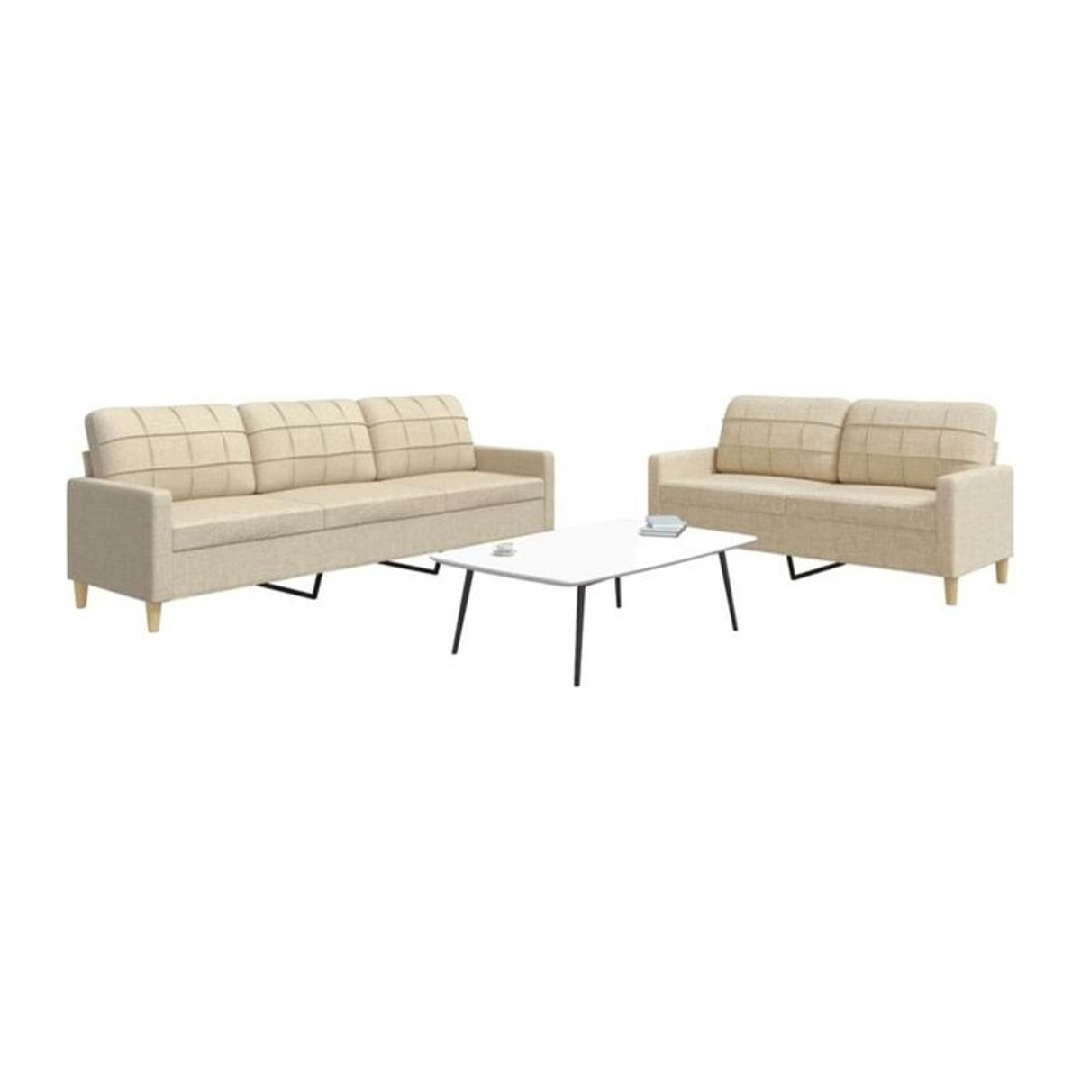 2-teilige moderne Sofagarnitur von Vidaxl in Beige aus Stoff und Metall - Bild 1