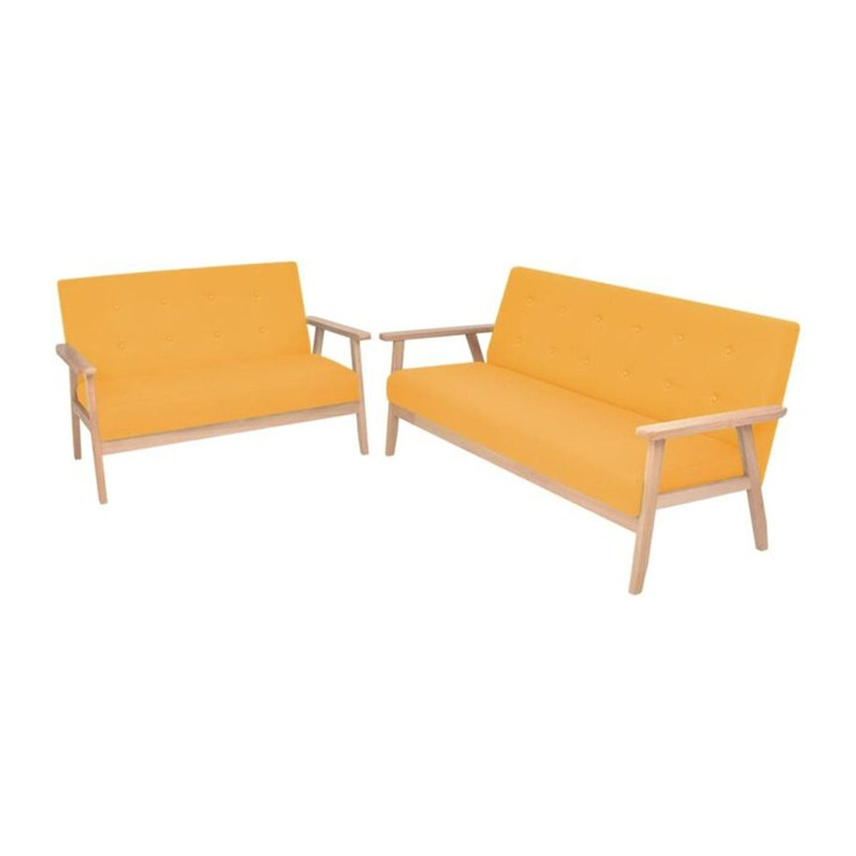 2-teilige Sofagarnitur aus Stoff in Gelb im skandinavischen Design von Vidaxl - Bild 1