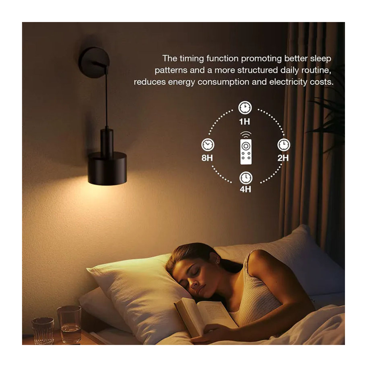2-teiliges modernes LED-Wandleuchten-Set von ASCELINA aus Metall in Schwarz mit RGB-Fernbedienung für Wohnzimmer und Arbeitszimmer - Bild 3