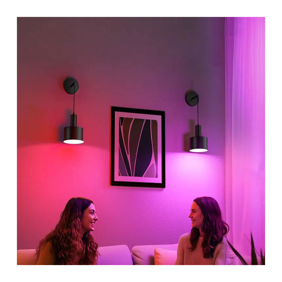 2-teiliges modernes LED-Wandleuchten-Set von ASCELINA aus Metall in Schwarz mit RGB-Fernbedienung für Wohnzimmer und Arbeitszimmer - Bild 4