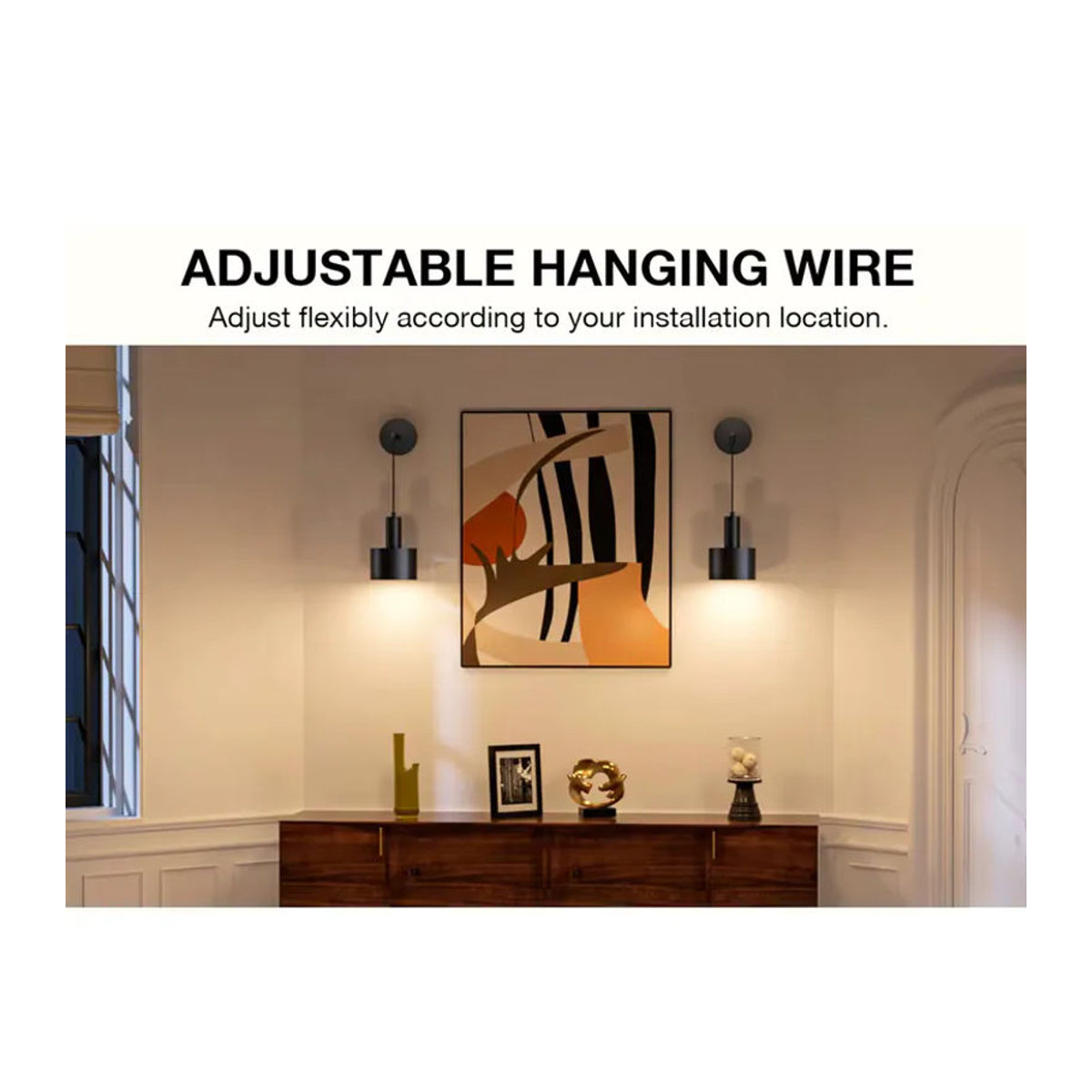 2-teiliges modernes LED-Wandleuchten-Set von ASCELINA aus Metall in Schwarz mit RGB-Fernbedienung für Wohnzimmer und Arbeitszimmer - Bild 5