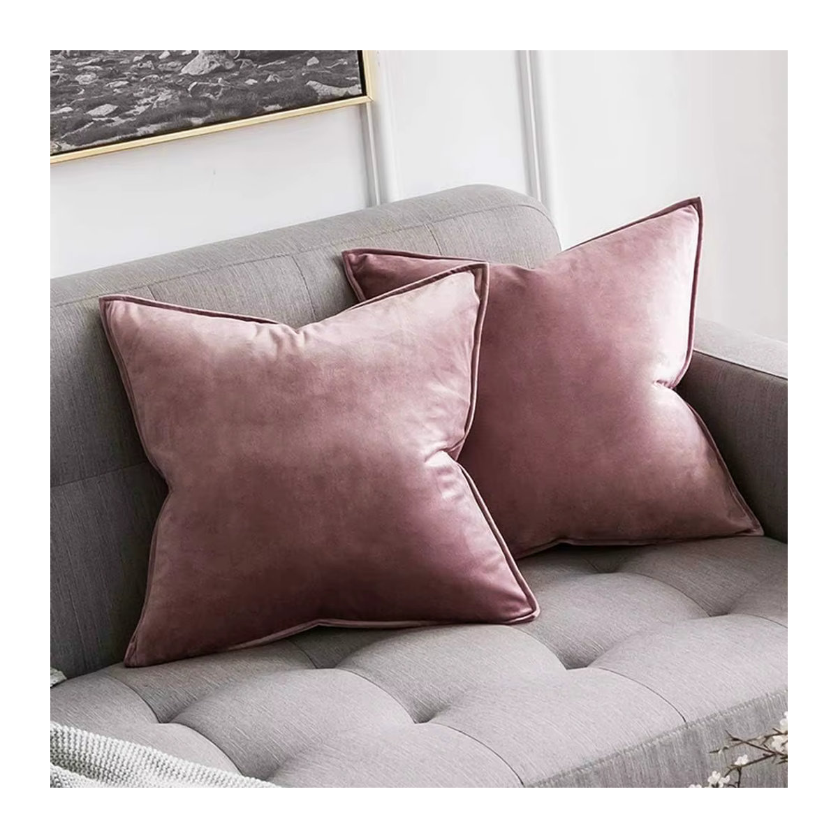 2-teiliges Set inyahome Samt-Kissenbezüge in Mauve und Rosa für Sofa und Schlafzimmer B/H: 30 x 50 cm, 45 x 45 cm, 50 x 50 cm, 60 x 60 cm - Bild 4