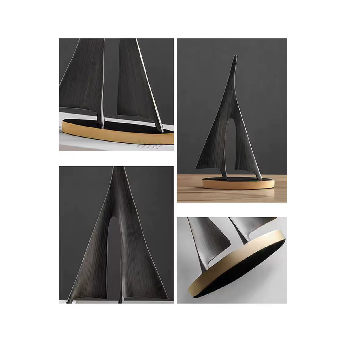 2-teiliges Set Segelboot-Dekorationen aus Kunstharz in Schwarz für dein Wohnzimmer und Schlafzimmer - Bild 3