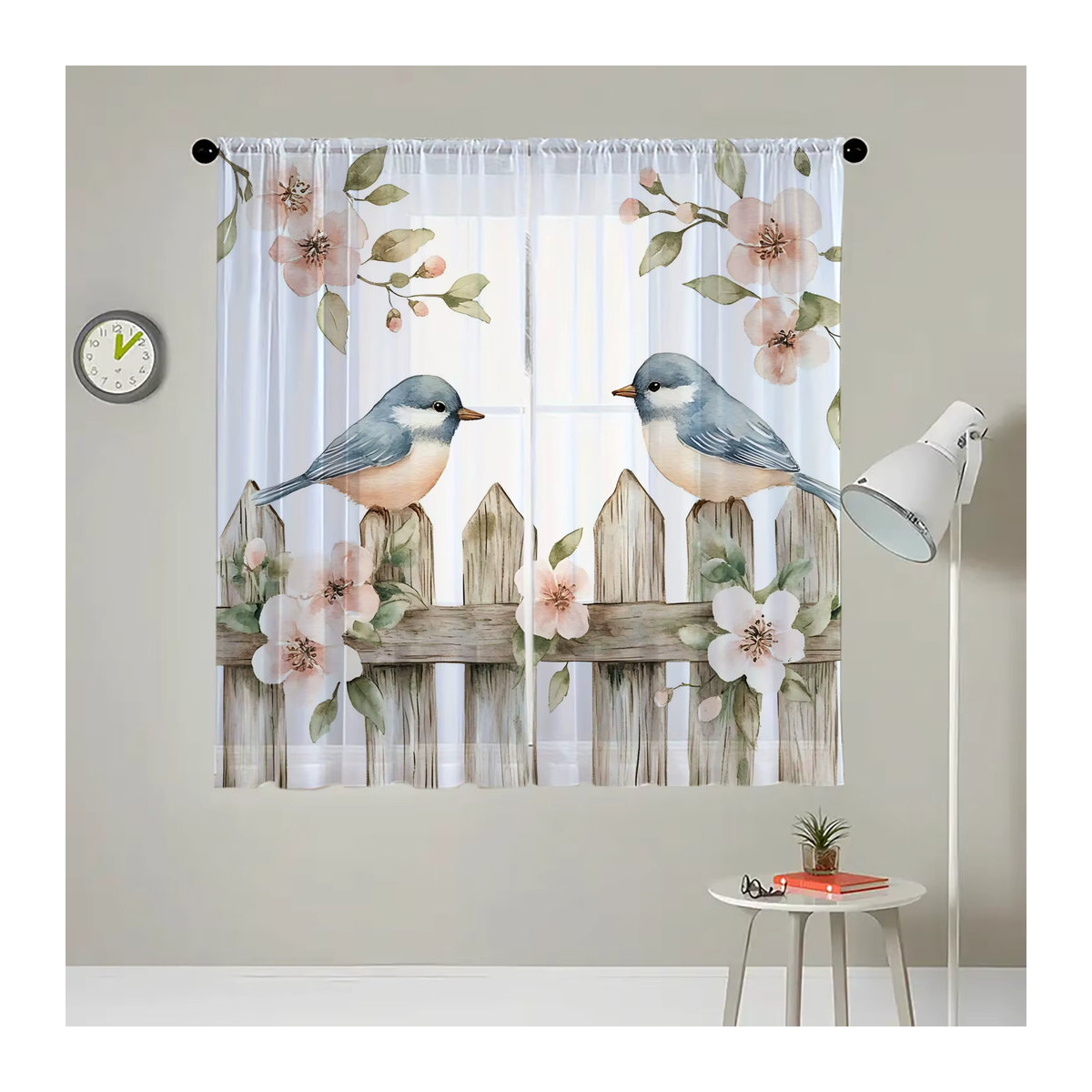 2-teiliges transparentes Fensterschutz-Set mit HD-Digital-Pflanzen- und Vogelprint in Mehrfarbig - Bild 3