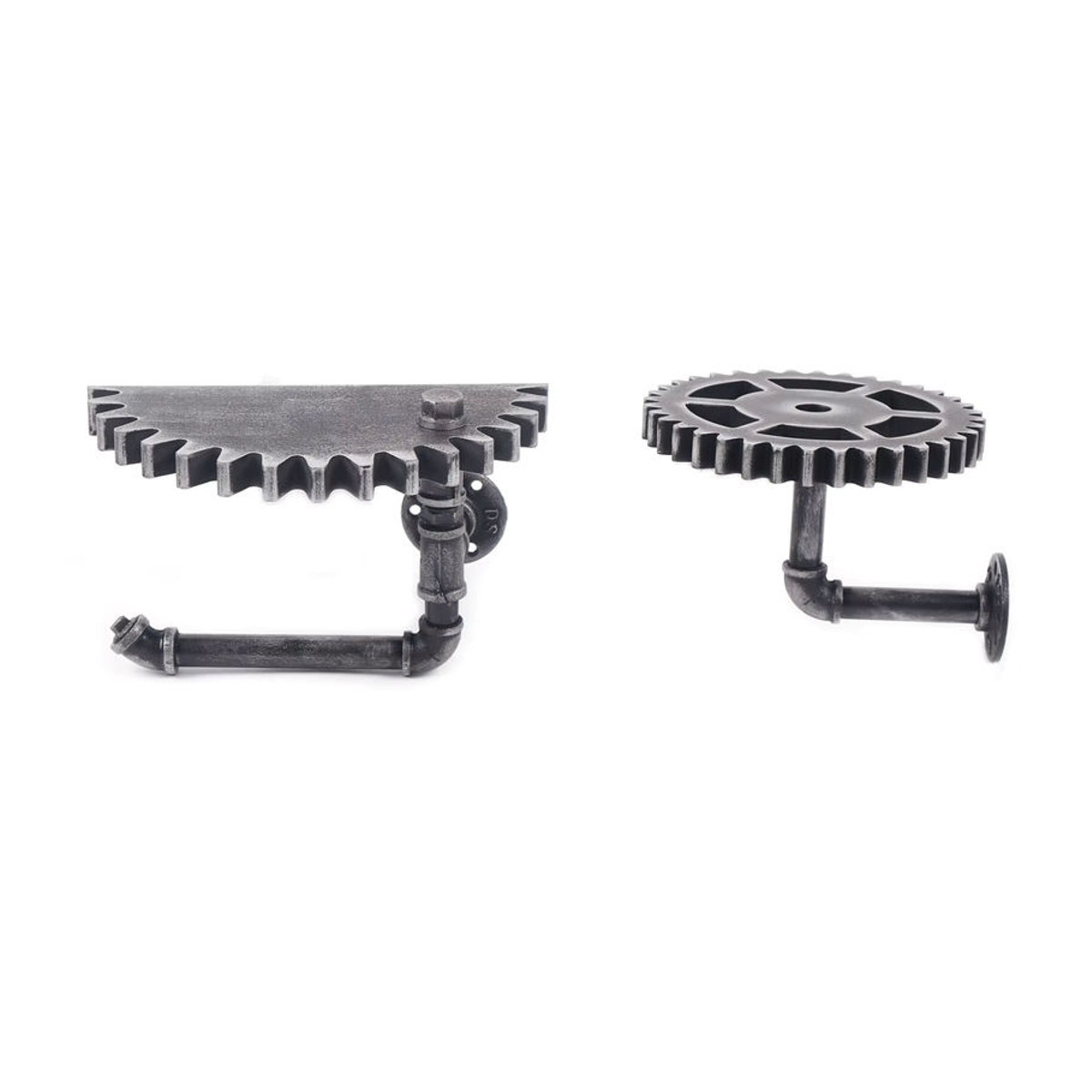 2-teiliges Vintage-Wandregal im Industrial Style aus Metall in Schwarz zur Wandmontage - Bild 5