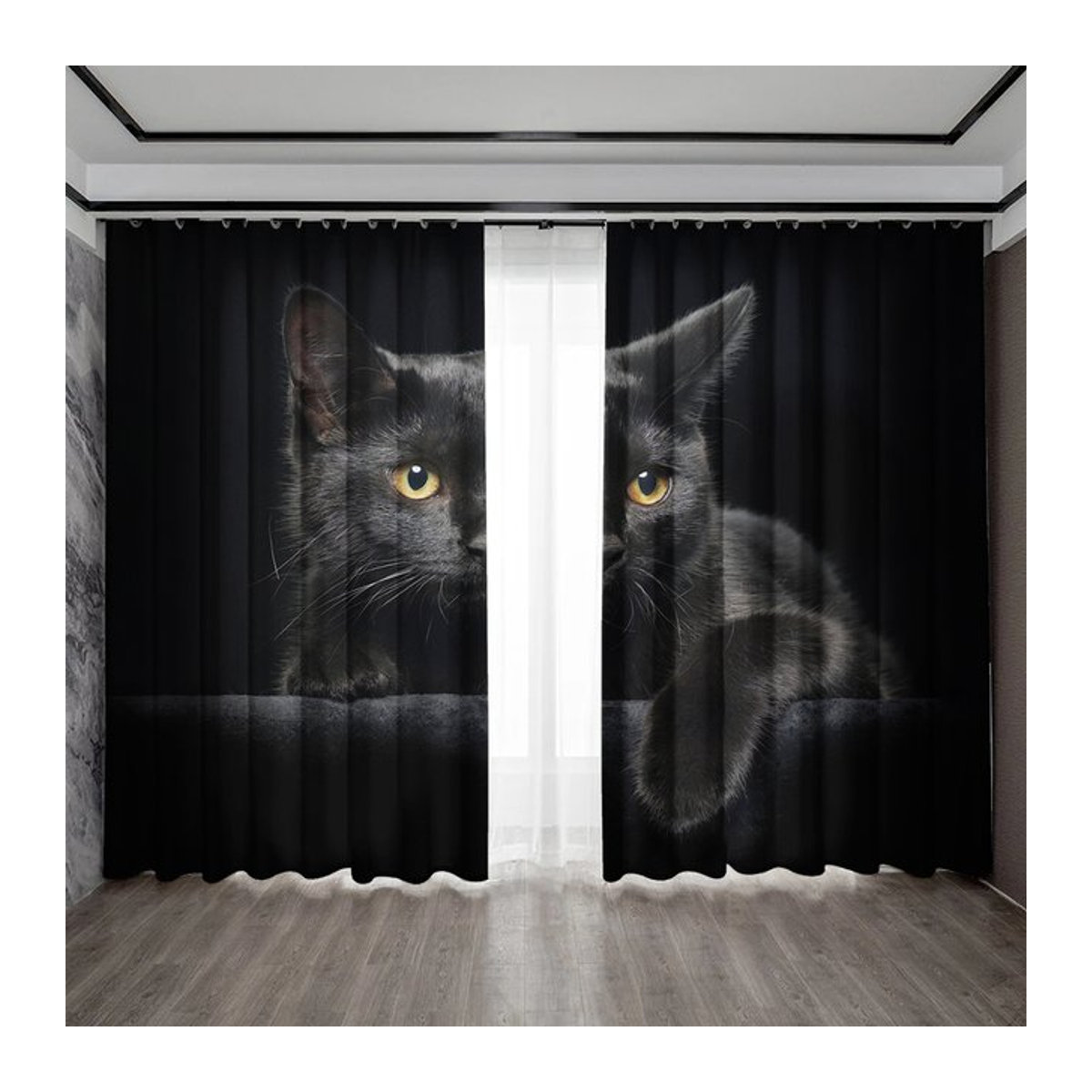 2-teiliges Vorhang-Set mit Katzenmotiv für Küche, Wohnzimmer und Garten - Bild 1