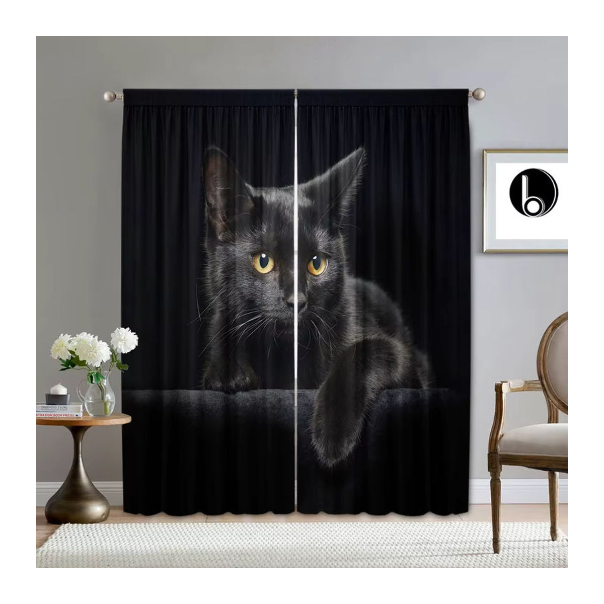 2-teiliges Vorhang-Set mit Katzenmotiv für Küche, Wohnzimmer und Garten - Bild 2