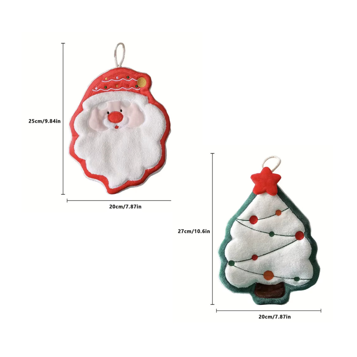 2-teiliges Weihnachtshandtuch-Set aus saugfähigem Frottier mit Weihnachtsmann- und Baumdesign in Mehrfarbig - Bild 1