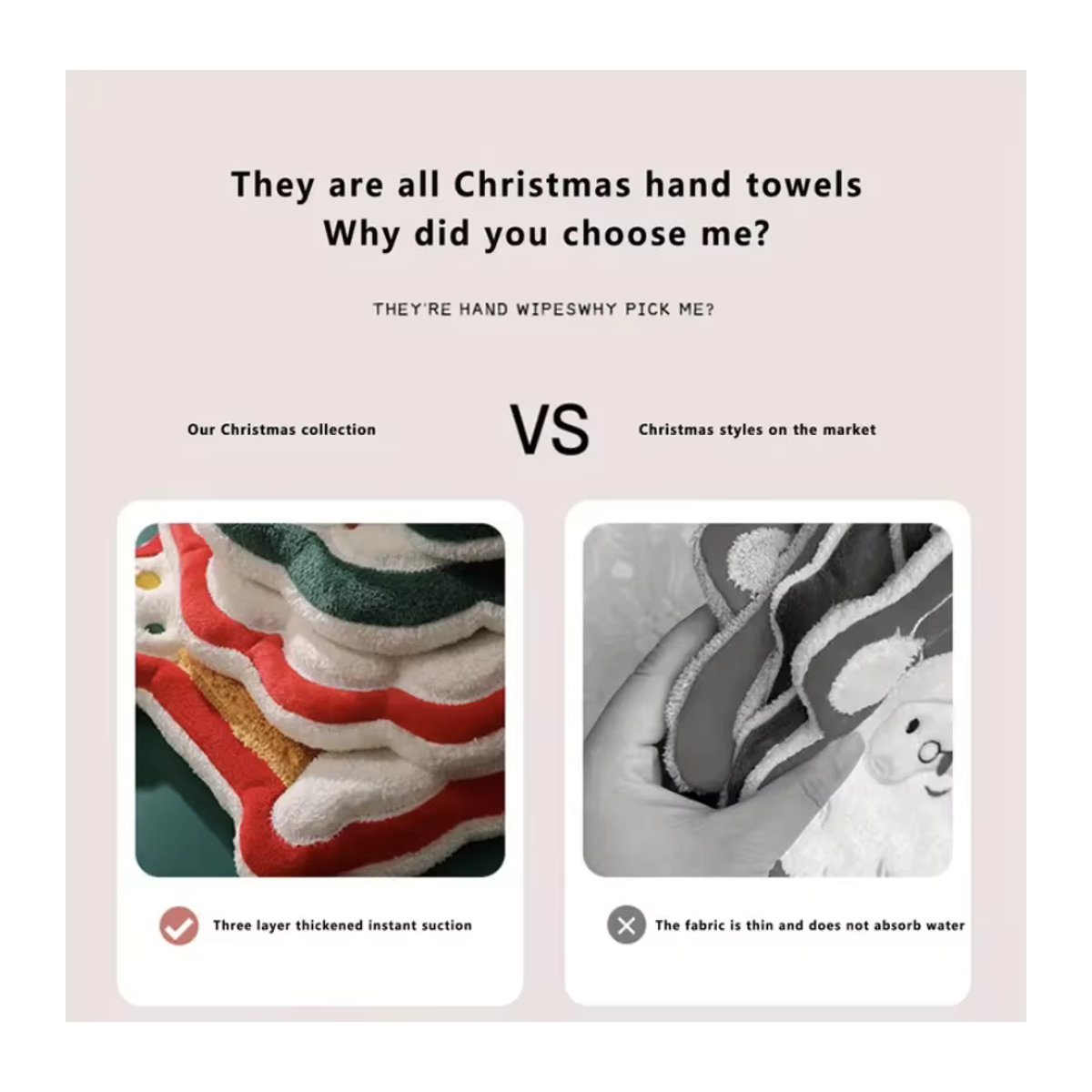 2-teiliges Weihnachtshandtuch-Set aus saugfähigem Frottier mit Weihnachtsmann- und Baumdesign in Mehrfarbig - Bild 3