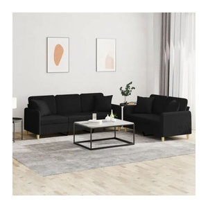 2-tlg. Sofagarnitur Modern aus Stoff und Metall in Schwarz von vidaxl