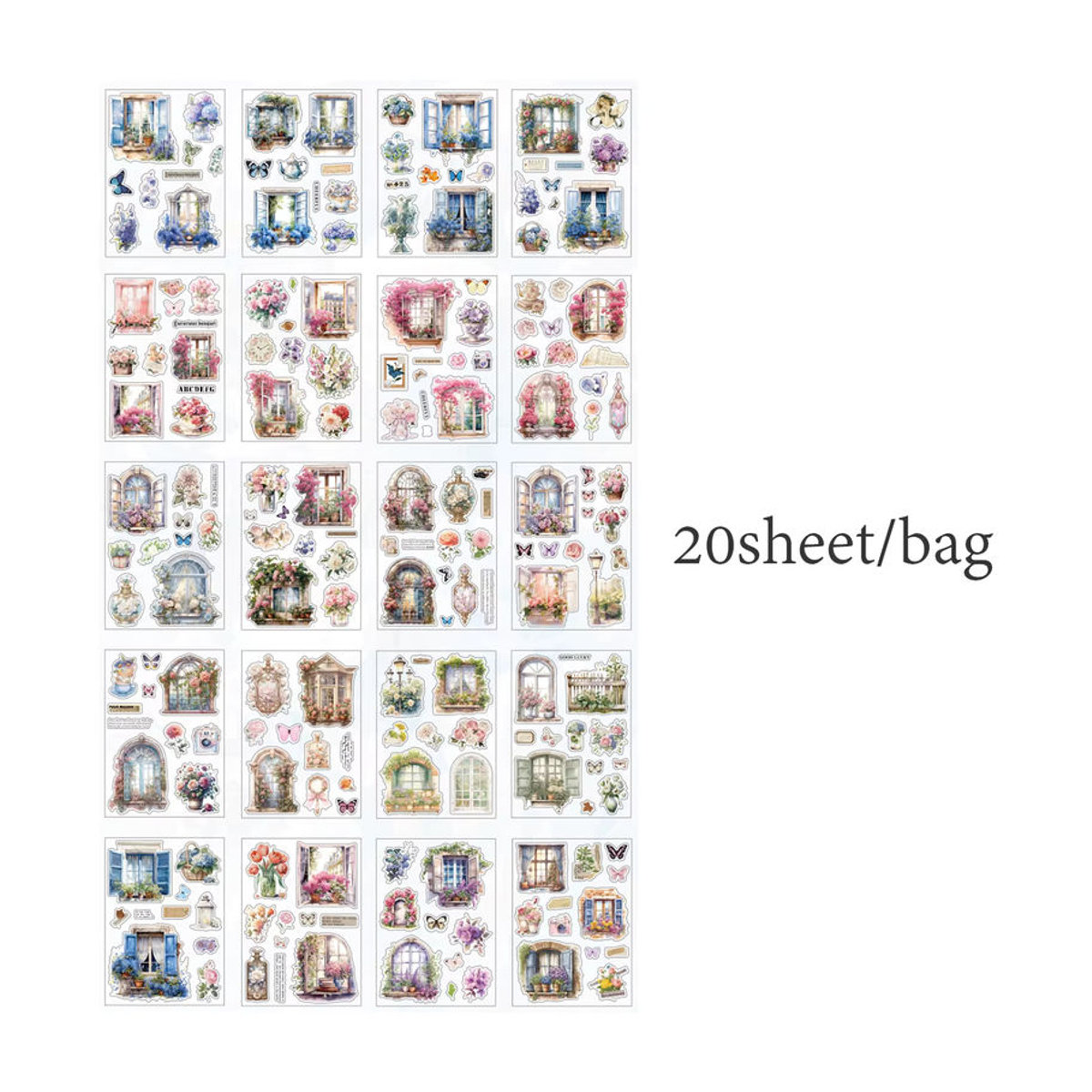 20 Beutel Vintage Aufkleber mit Frühling und Natur Motiv für dein DIY Sammelalbum in Mehrfarbig - Bild 4