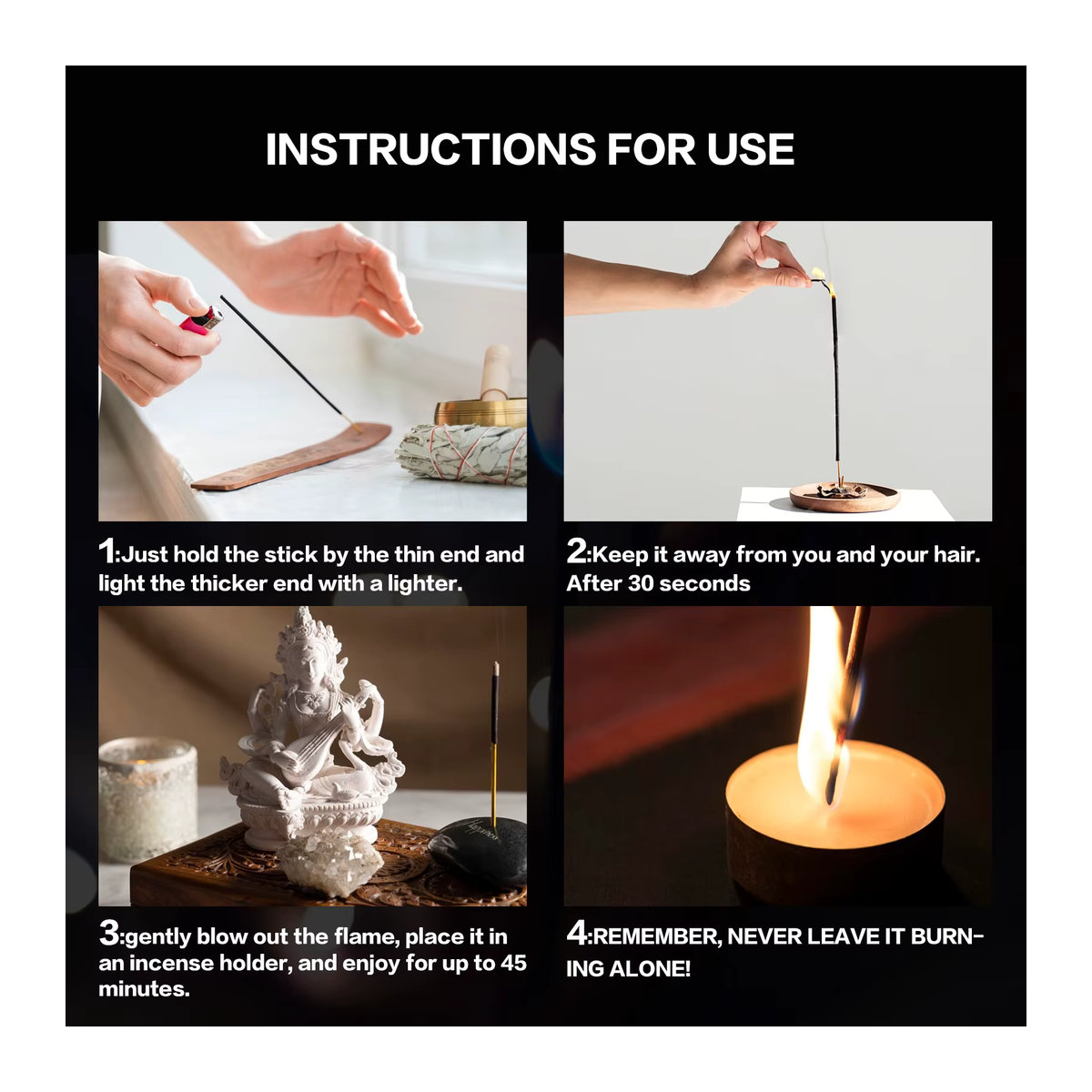 20 Premium-Räucherstäbchen Set aus Sandelholz und weißem Salbei für Meditation und Entspannung - Bild 4