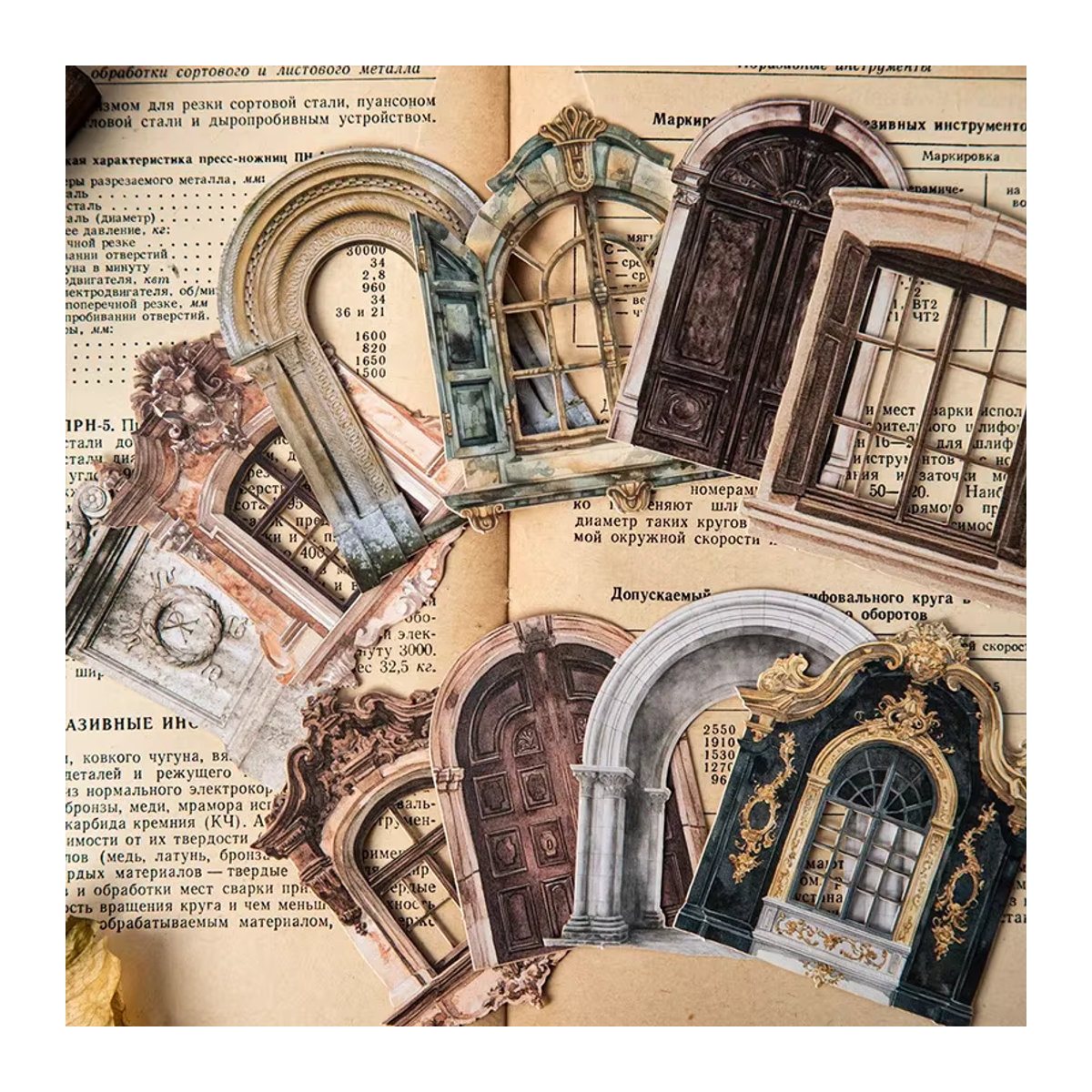 20 Retro-Hohlkartenaufkleber mit Fenstern und Türen aus der klassischen Manor-Serie von leaffei, Vintage-Themenpaket in Mehrfarbig - Bild 2