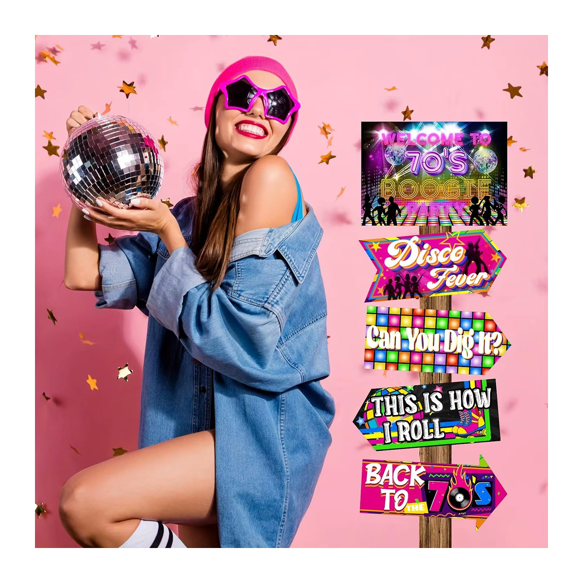 20 Stück bunte Disco-Party-Dekoration aus Papier im 70er-Jahre Vintage-Stil - Bild 5