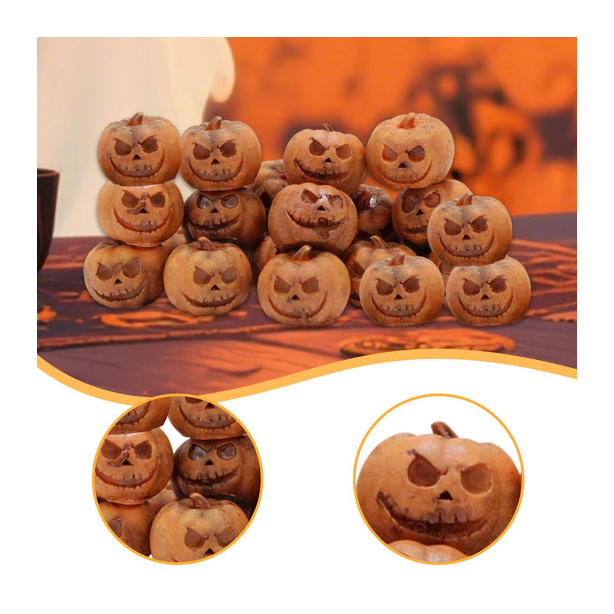 20 Stück homyl Halloween Kürbis Figuren aus Kunstharz in Orange zur Dekoration für Feengärten und Wohnzimmer - Bild 2