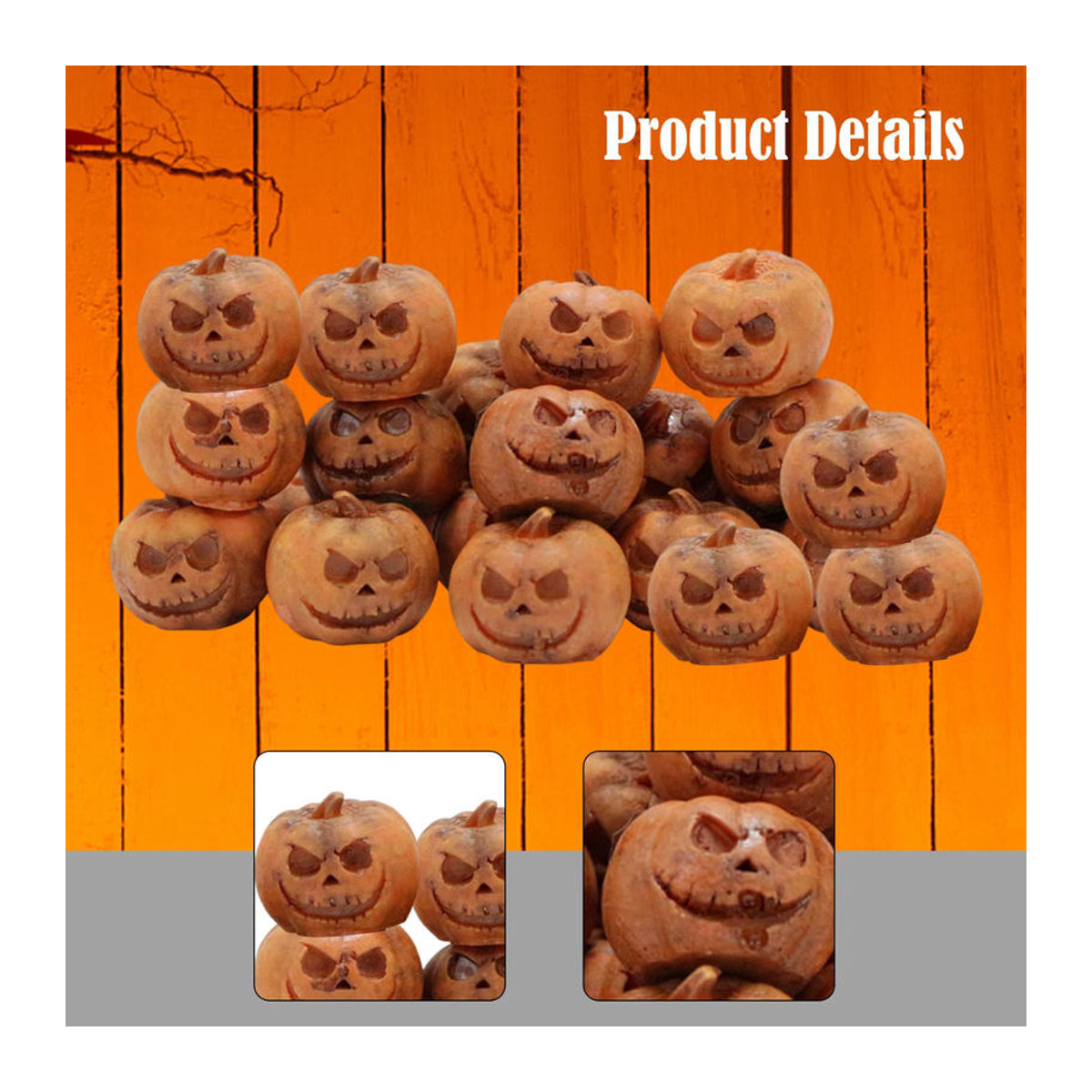 20 Stück homyl Halloween Kürbis Figuren aus Kunstharz in Orange zur Dekoration für Feengärten und Wohnzimmer - Bild 3
